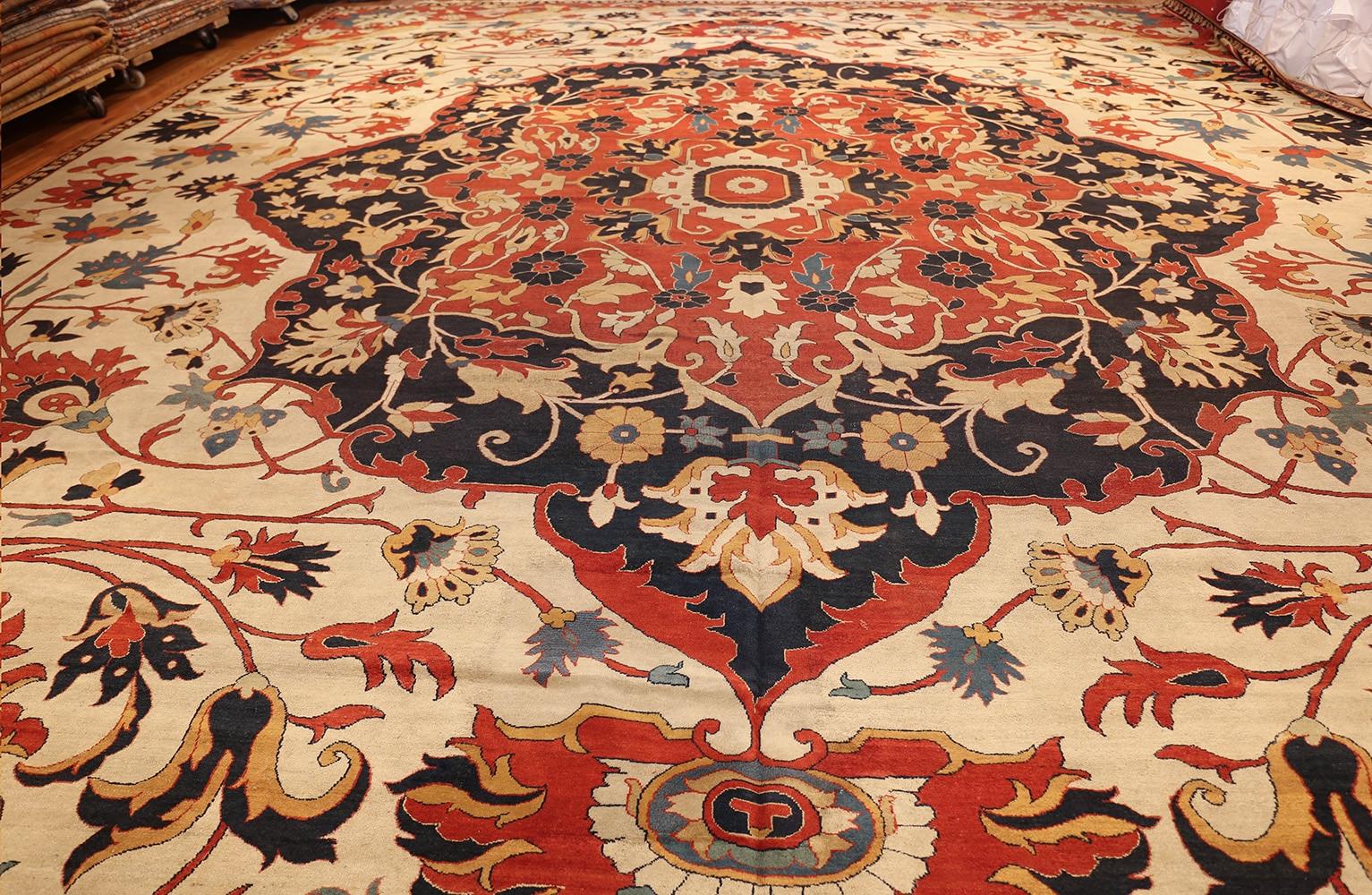 Hand-Knotted Nazmiyal Antique Persian Sarouk Farahan Carpet. Size: 19 ft 3 in x 23 ft 3 in
