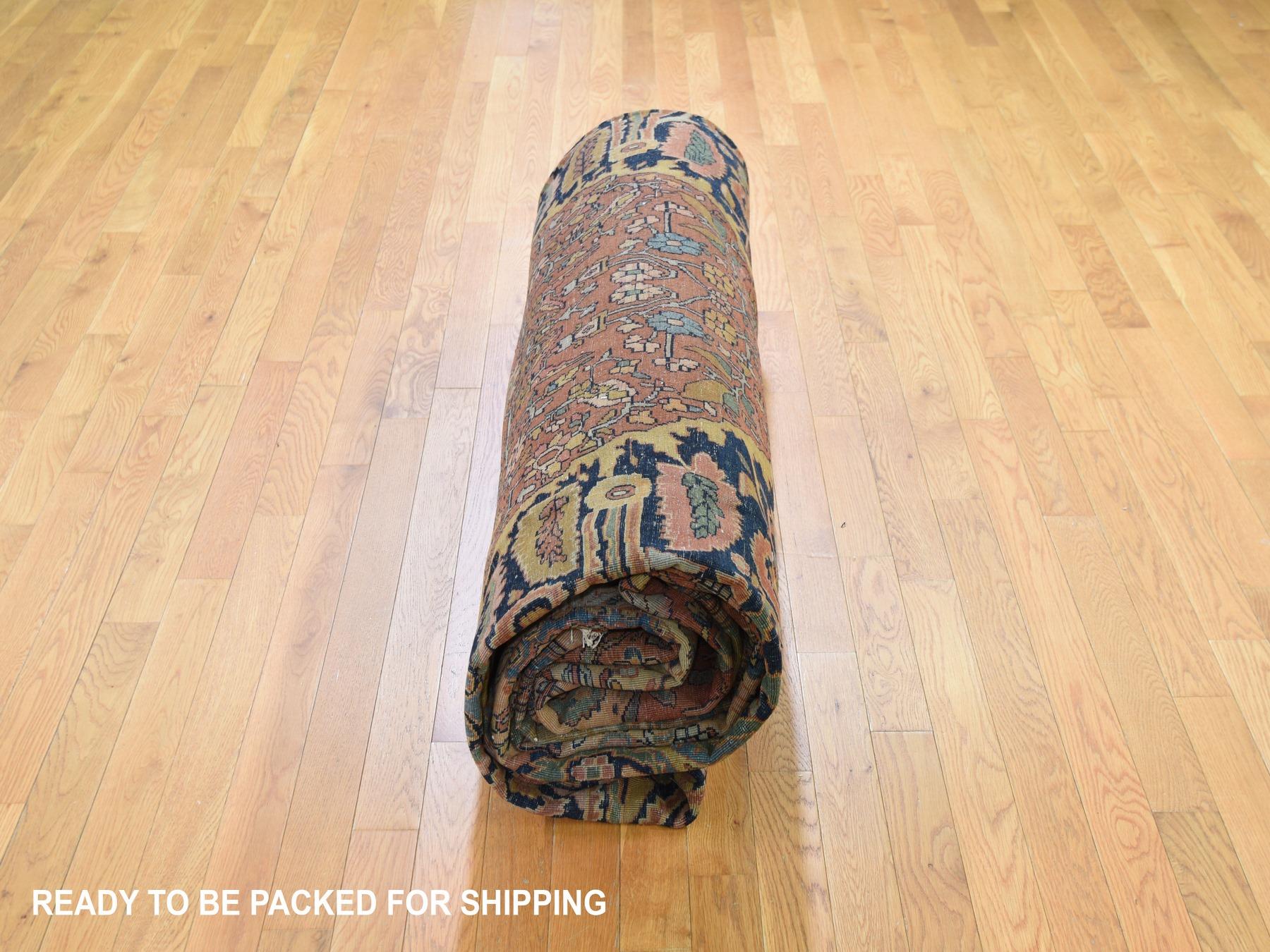 Oversized Antique Persian Sarouk Fereghan with Birds Full Pile and Soft Rug For Sale 3