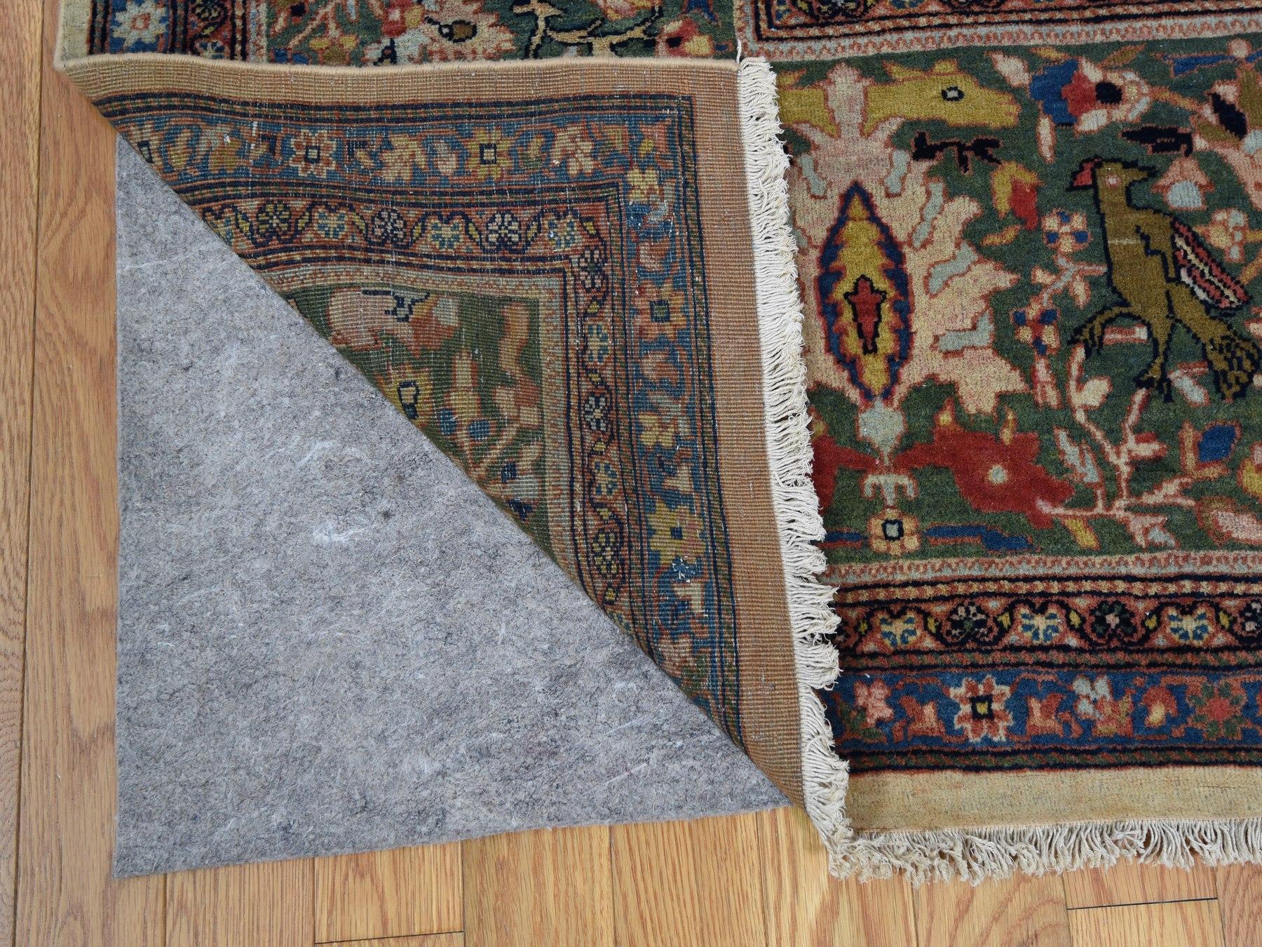Oversized Antique Persian Sarouk Fereghan with Birds Full Pile and Soft Rug In Good Condition For Sale In Carlstadt, NJ
