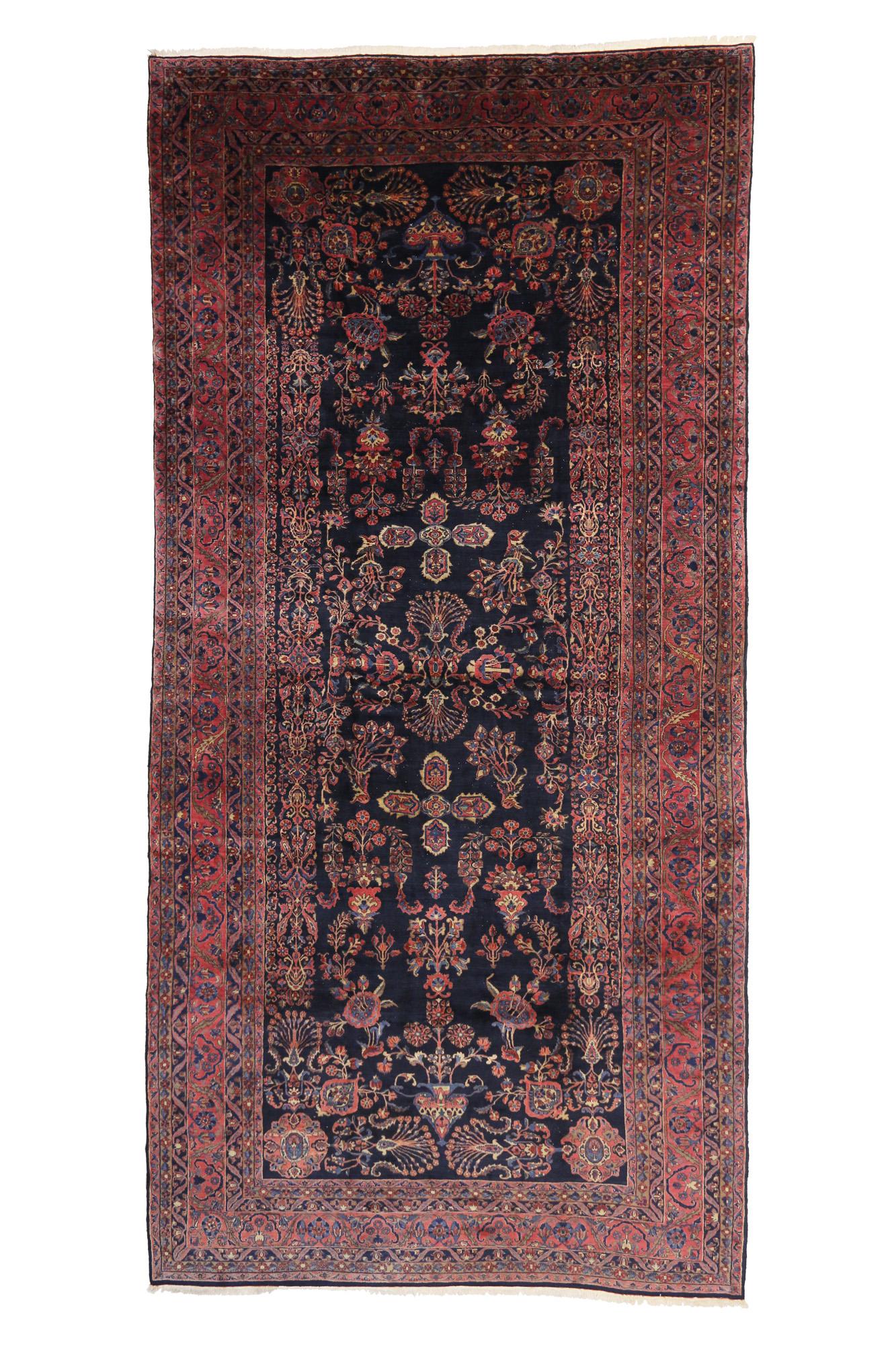 Hand-Knotted Oversized Antique Persian Sarouk Rug For Sale