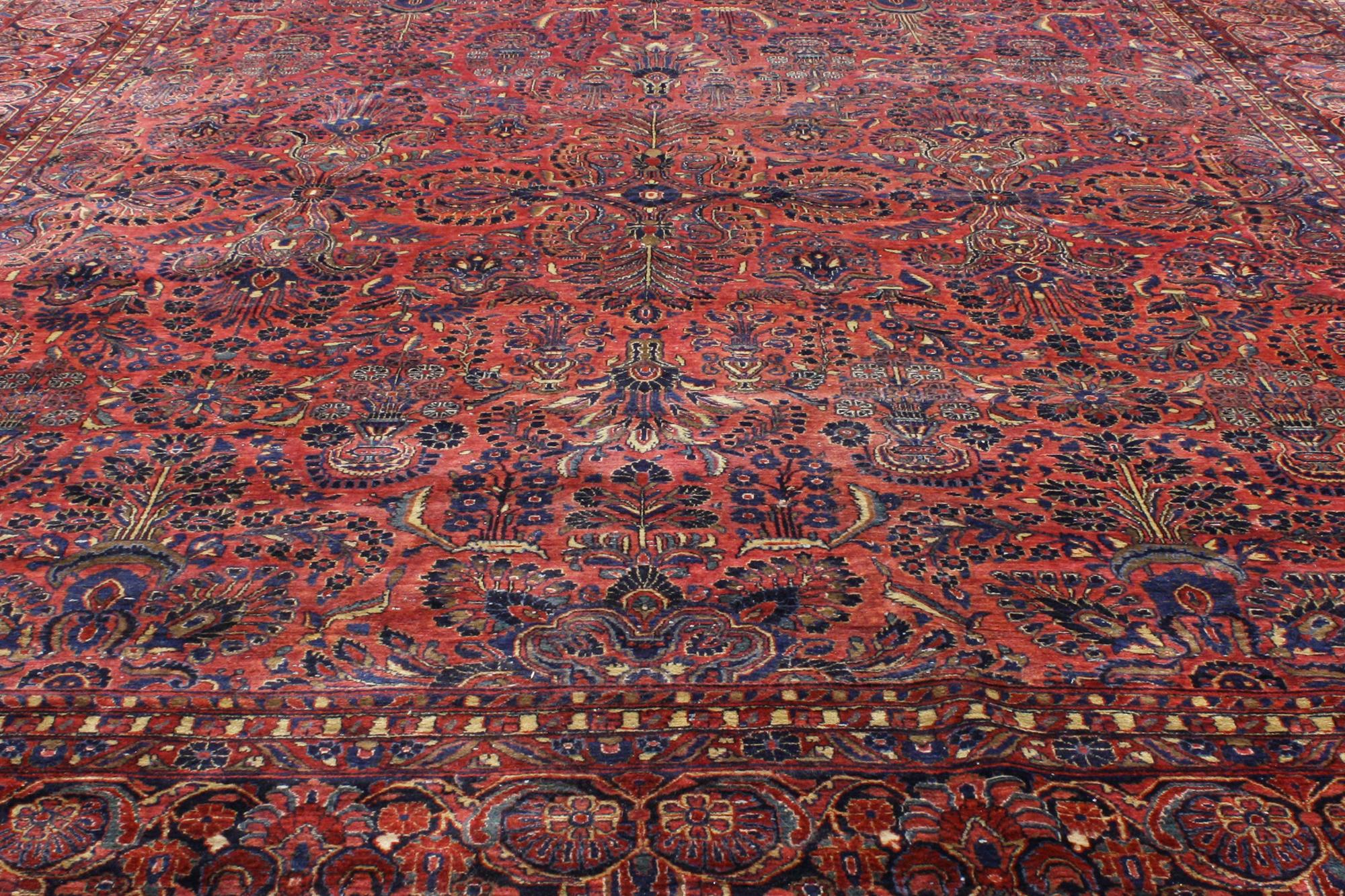 Sarouk Farahan Oversized Antique Persian Sarouk Rug Hotel Lobby Size Carpet For Sale
