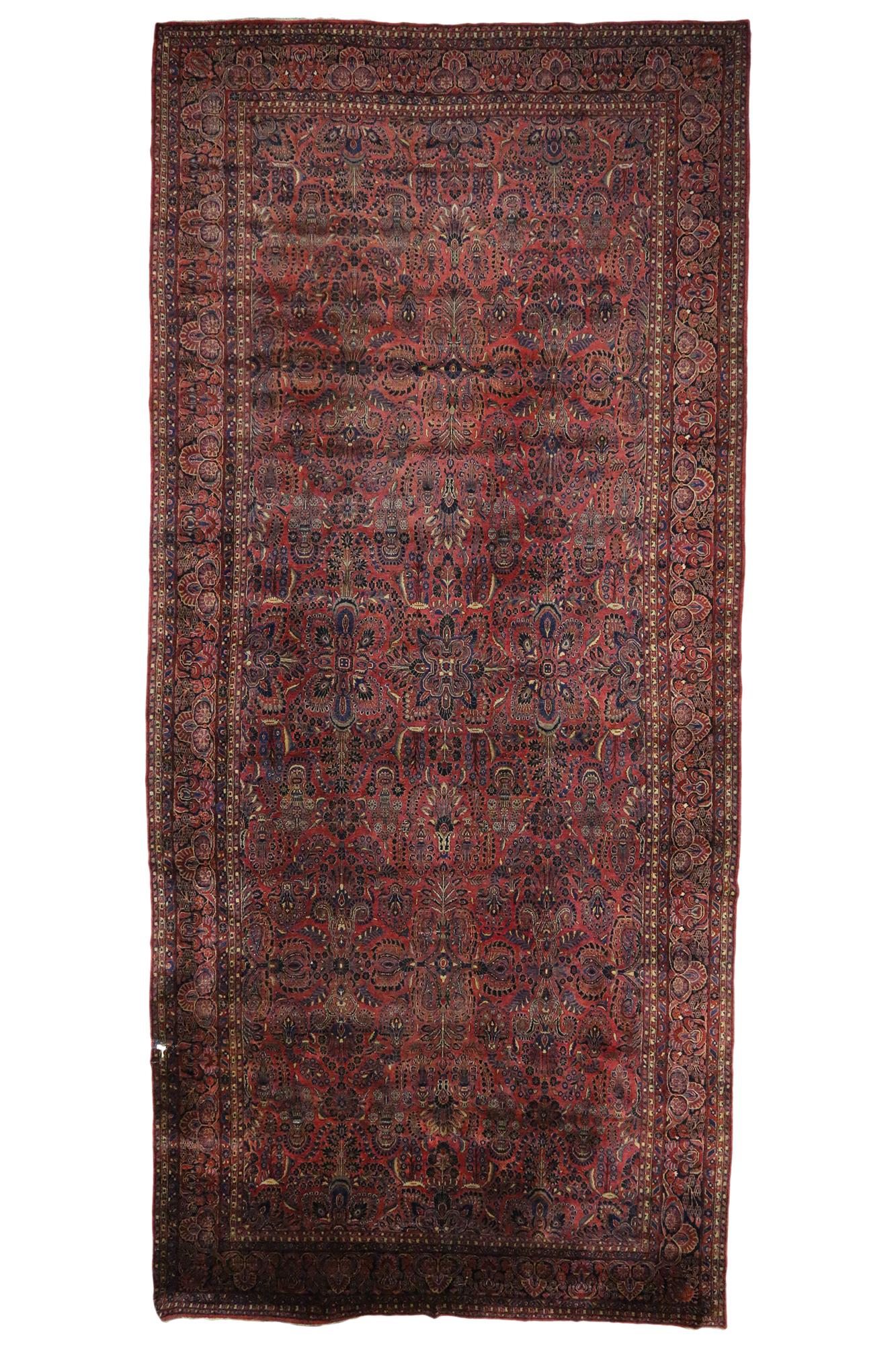 Oversized Antique Persian Sarouk Rug Hotel Lobby Size Carpet For Sale