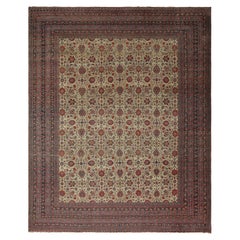 Übergroßer antiker persischer Sarouk Teppich in Beige mit floralen Mustern - Rug
Kilim