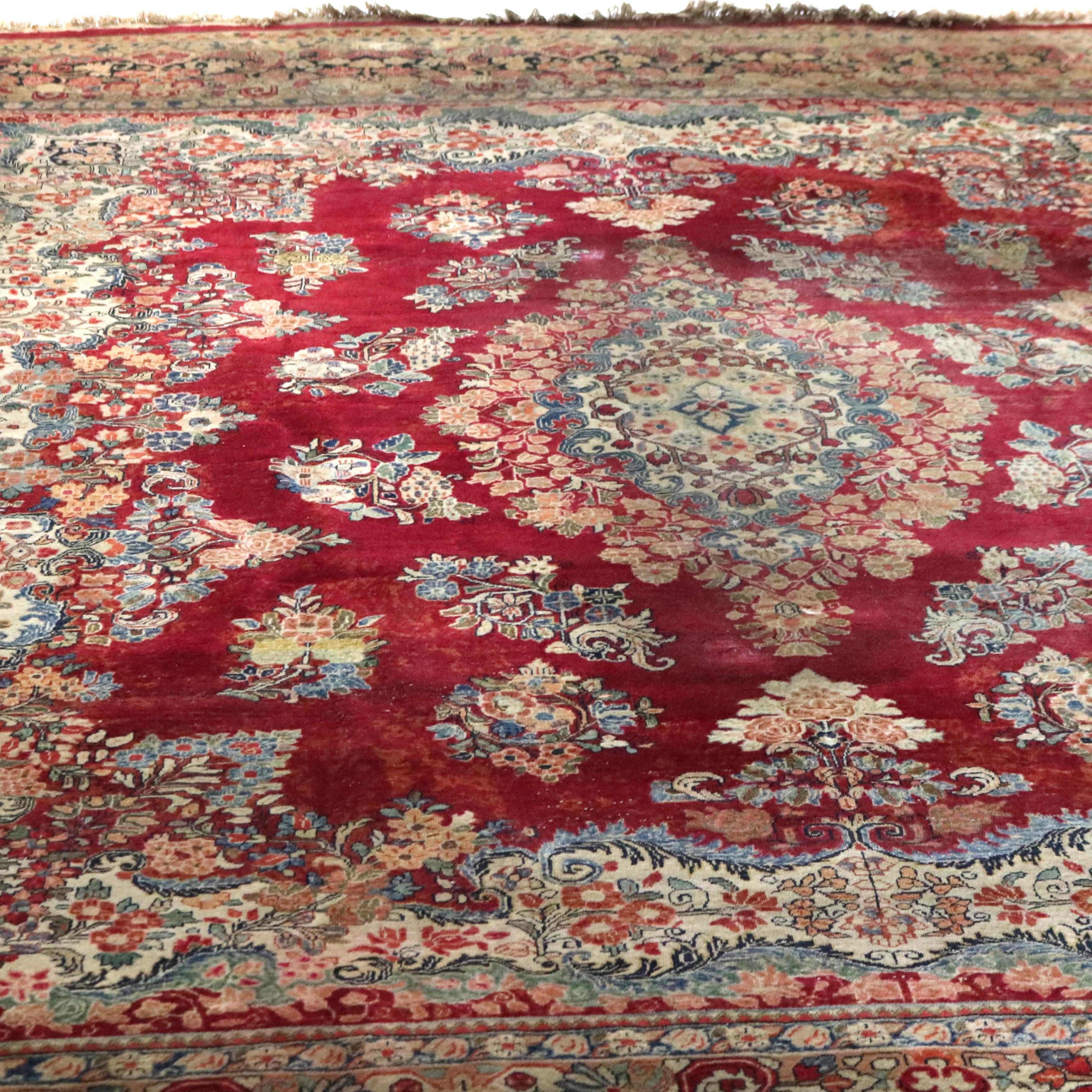 Antiker persischer Sarouk-Wollteppich in Übergröße aus Sarouk, um 1920 im Angebot 8