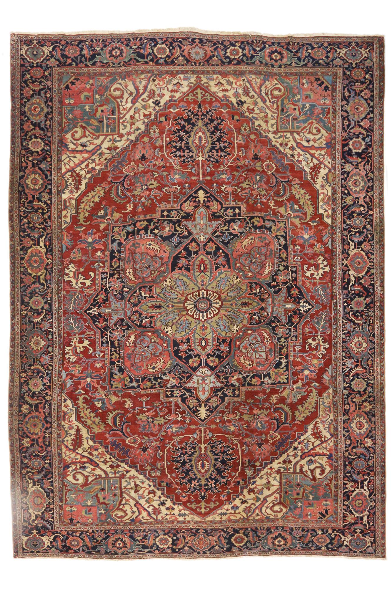 Oversized Antique Persian Serapi Rug with Modern Style, Hotel Lobby Size Carpet For Sale 4