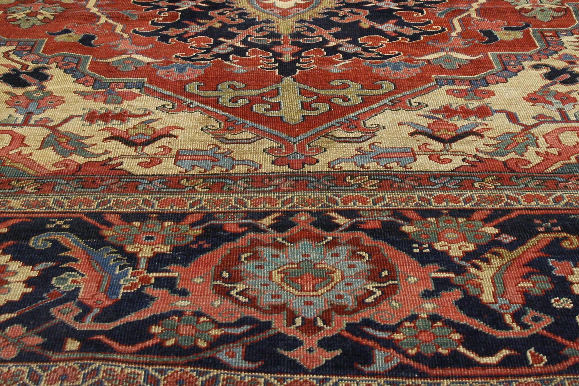 20th Century Oversized Antique Persian Serapi Rug with Modern Style, Hotel Lobby Size Carpet For Sale