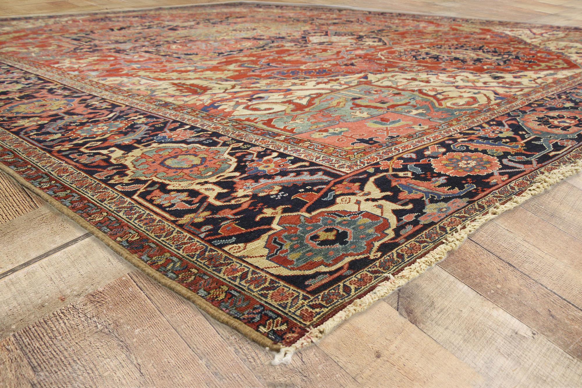 Oversized Antique Persian Serapi Rug with Modern Style, Hotel Lobby Size Carpet For Sale 1