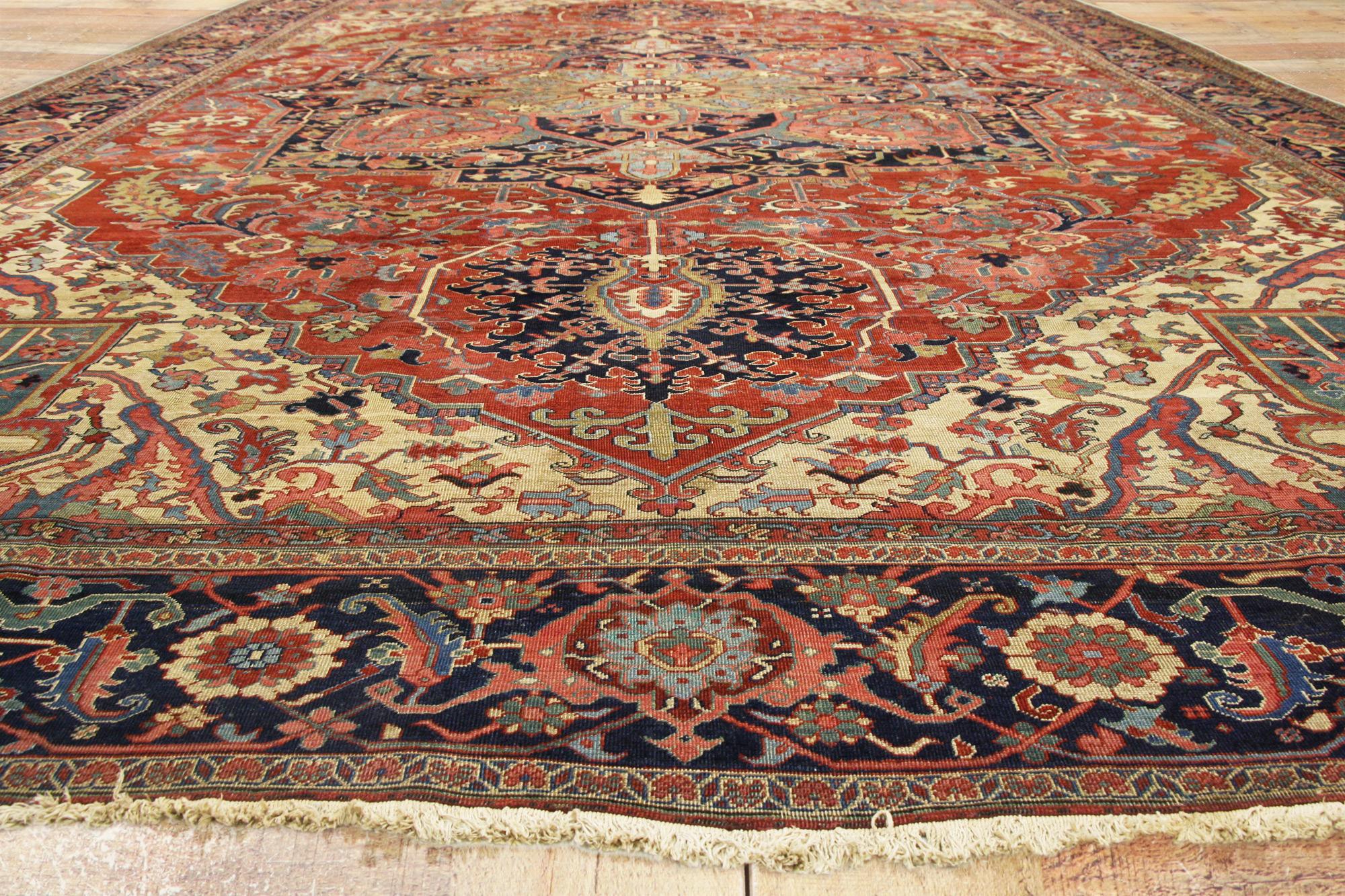 Oversized Antique Persian Serapi Rug with Modern Style, Hotel Lobby Size Carpet For Sale 2
