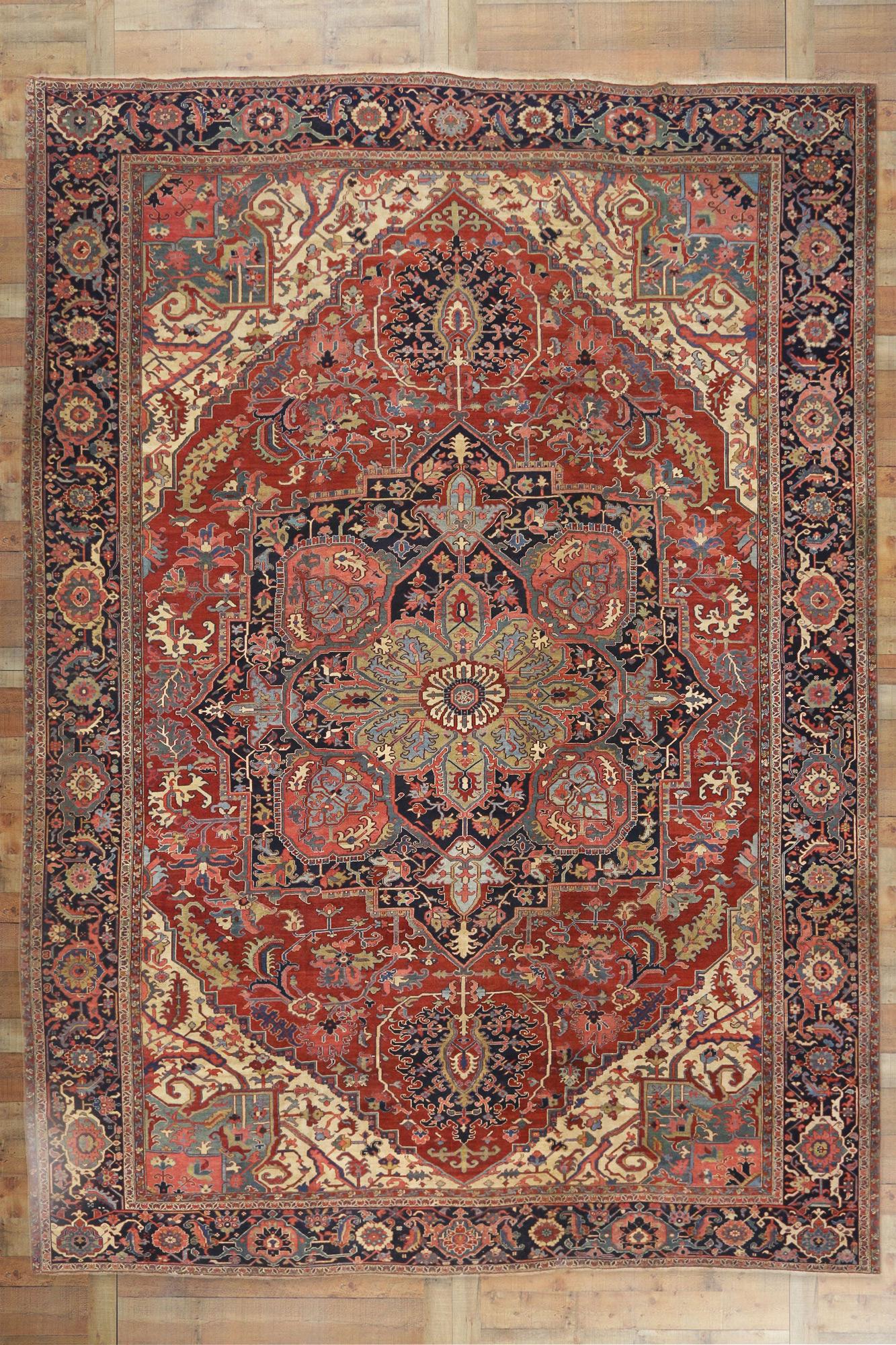Oversized Antique Persian Serapi Rug with Modern Style, Hotel Lobby Size Carpet For Sale 3