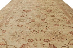 Oversized Antique Persian Sultanabad Rug in Beige with Florals