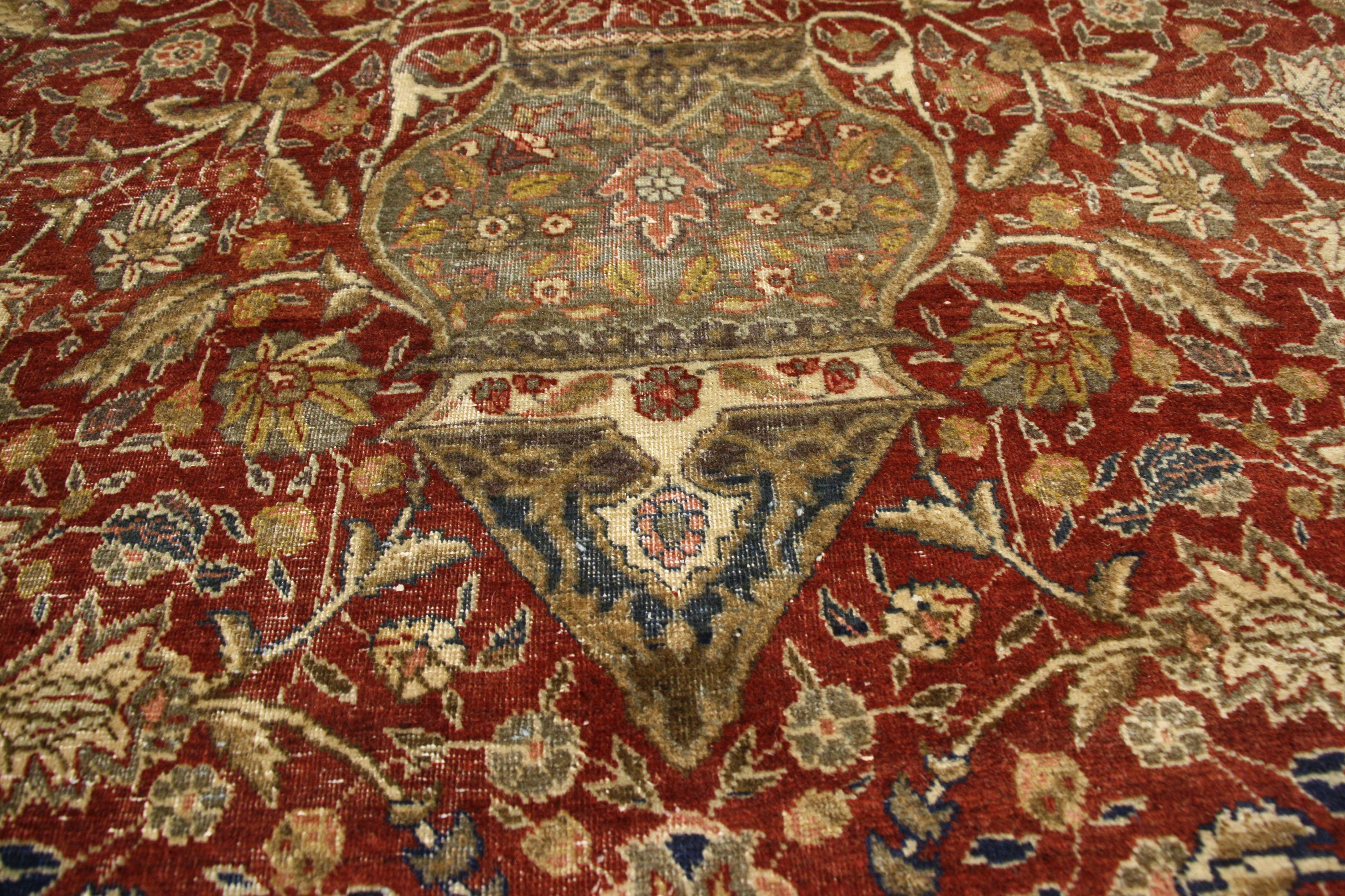Alfombra Persa Tabriz Antigua de Estilo Tradicional de Finales del Siglo XIX Lana en venta