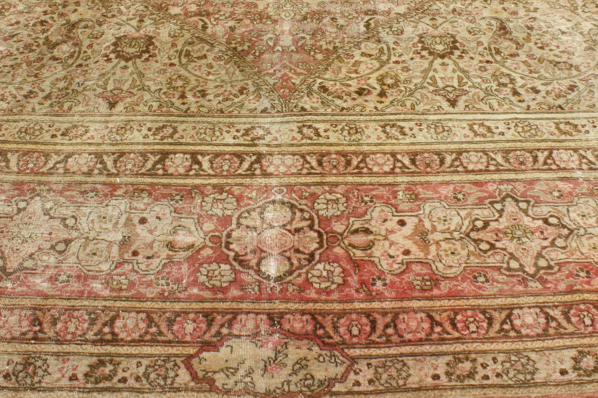 19th Century 1880s Oversized Antique Persian Tabriz Rug Hotel Lobby Size Carpet For Sale