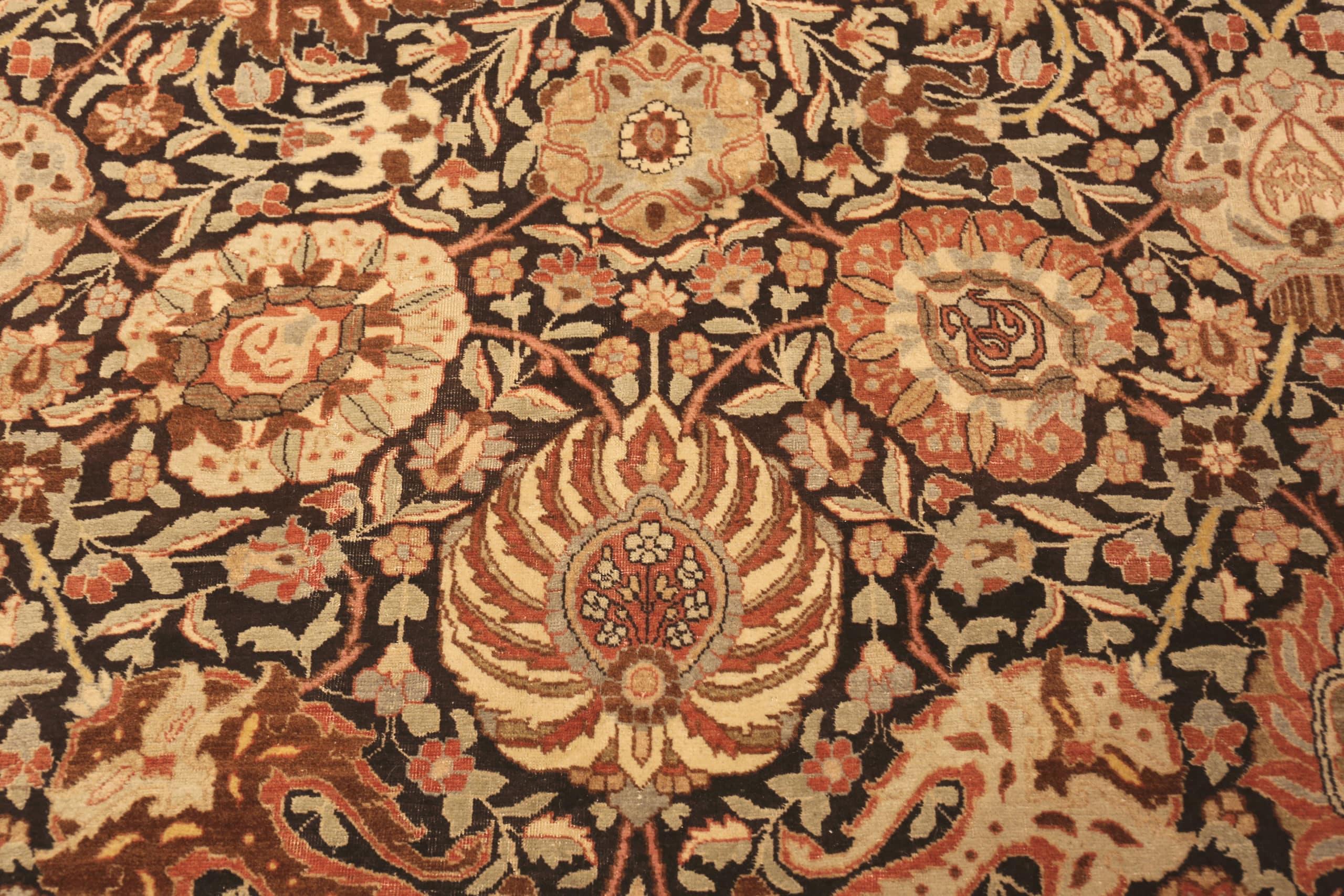 Hand-Knotted Antique Persian Tabriz Carpet. 12 ft 9 in x 20 ft 3 in For Sale