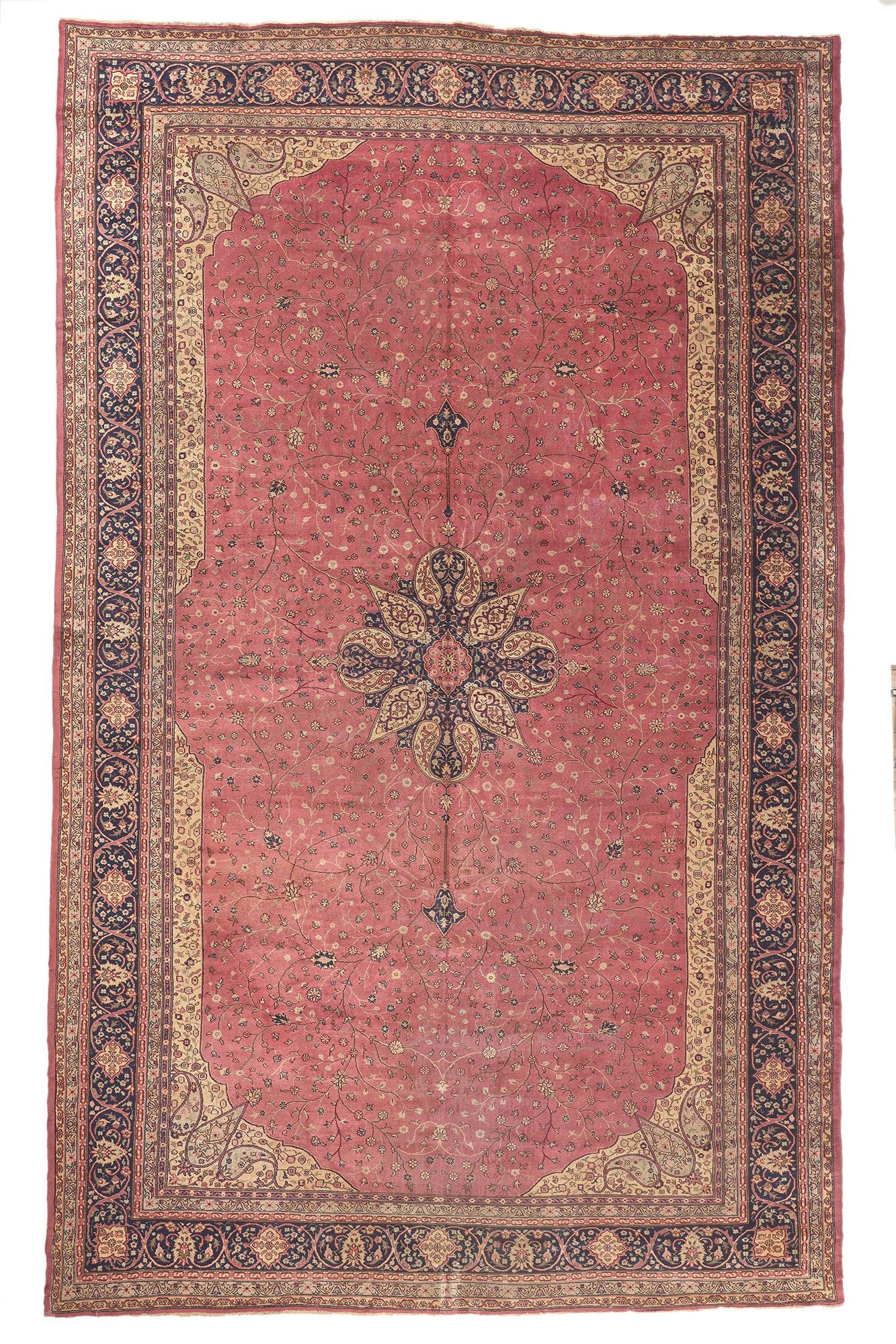 Oversized Antique Pink Turkish Sivas Rug, Hotel Lobby Size Carpet For Sale 4