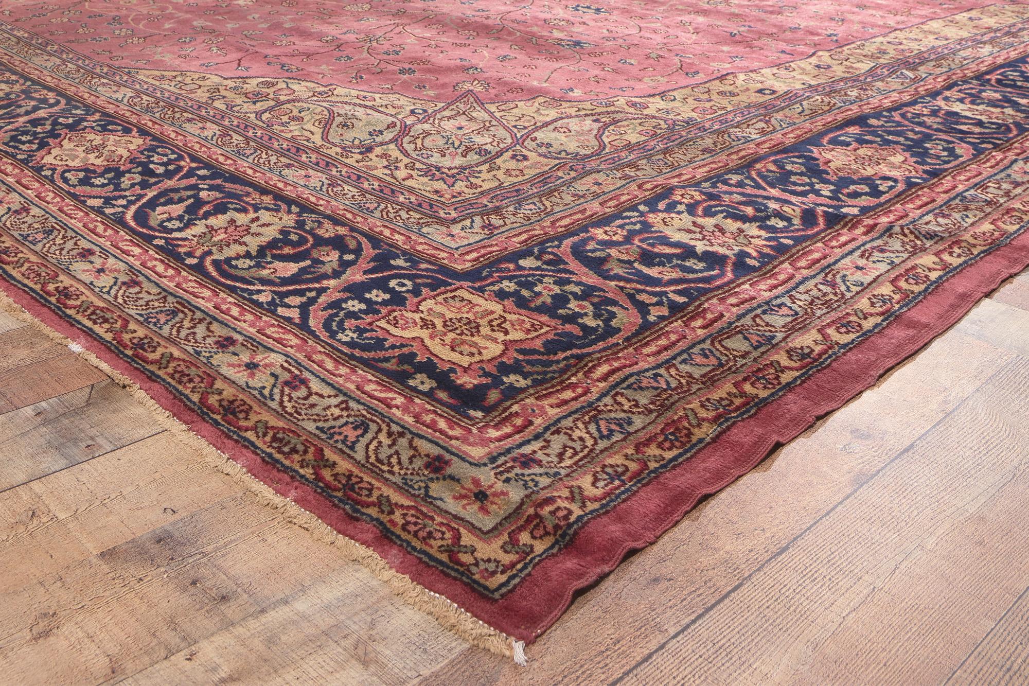 Oversized Antique Pink Turkish Sivas Rug, Hotel Lobby Size Carpet For Sale 1