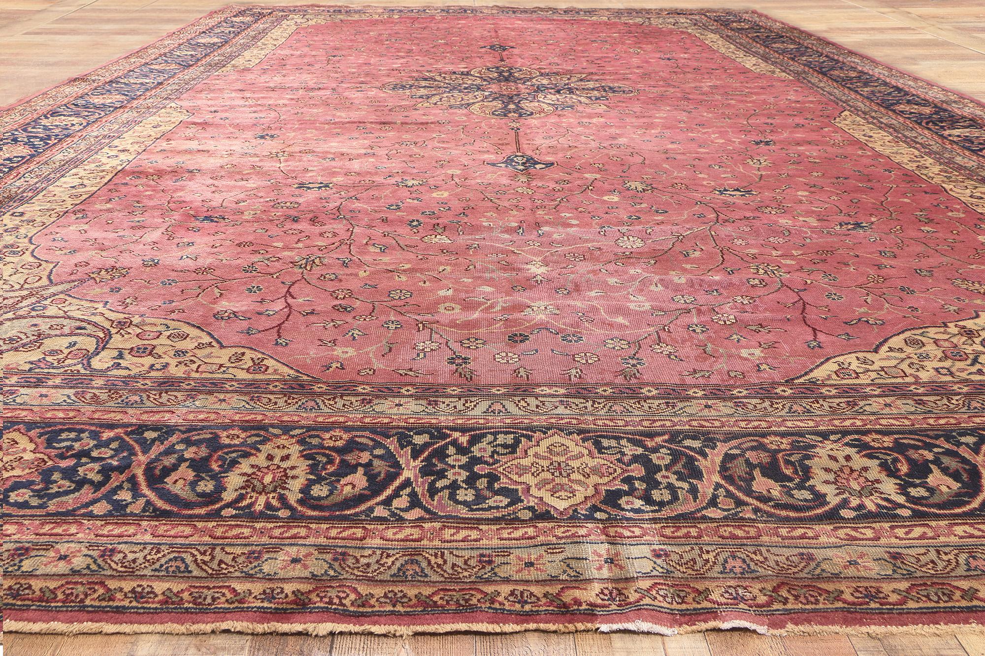 Oversized Antique Pink Turkish Sivas Rug, Hotel Lobby Size Carpet For Sale 2