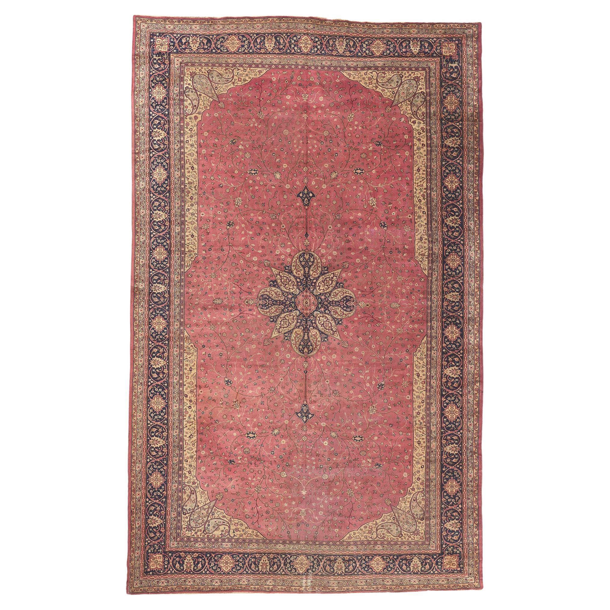 Oversized Antique Pink Turkish Sivas Rug, Hotel Lobby Size Carpet