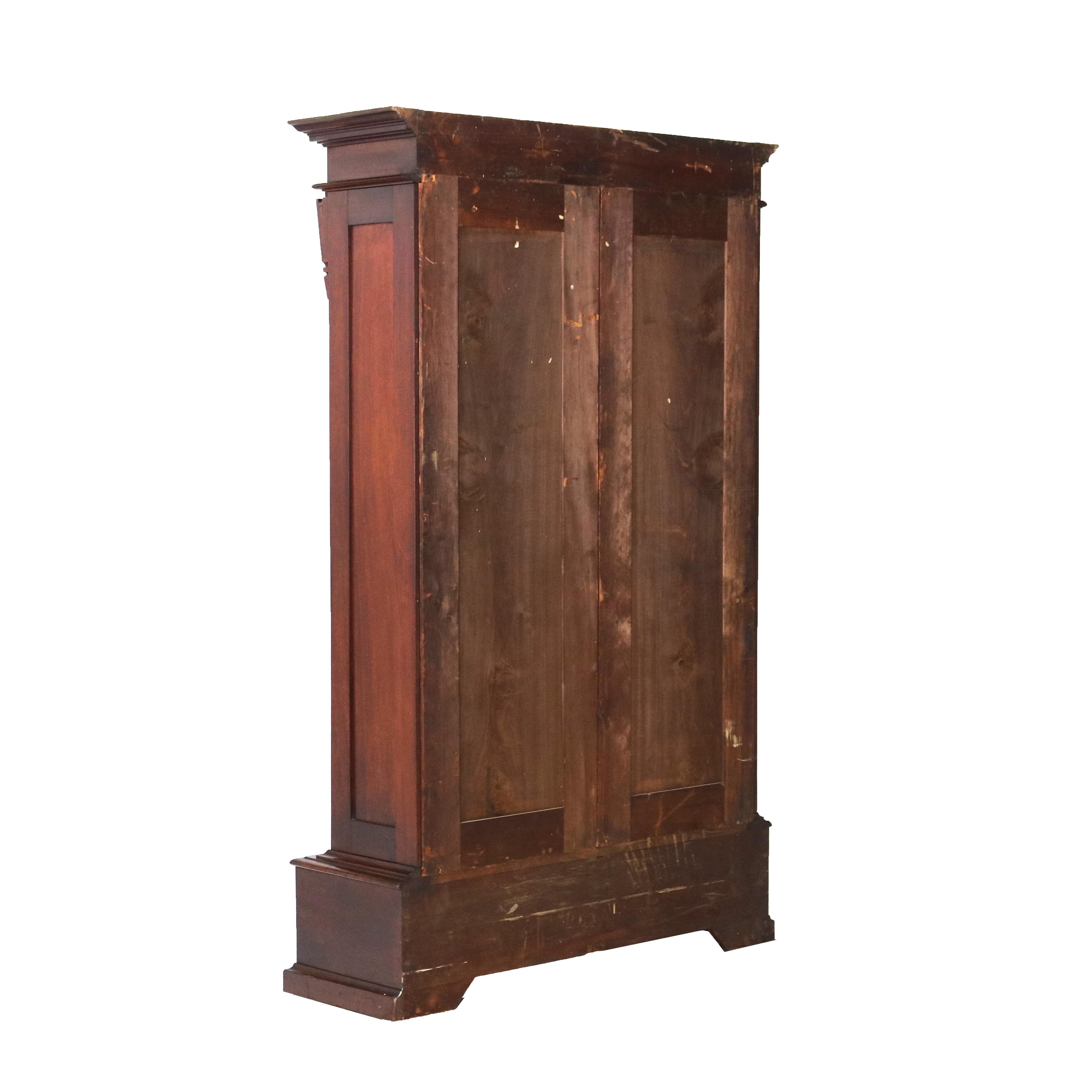 Oversized Antique Renaissance Revival Walnut & Burl Bookcase Double Door C1880 6