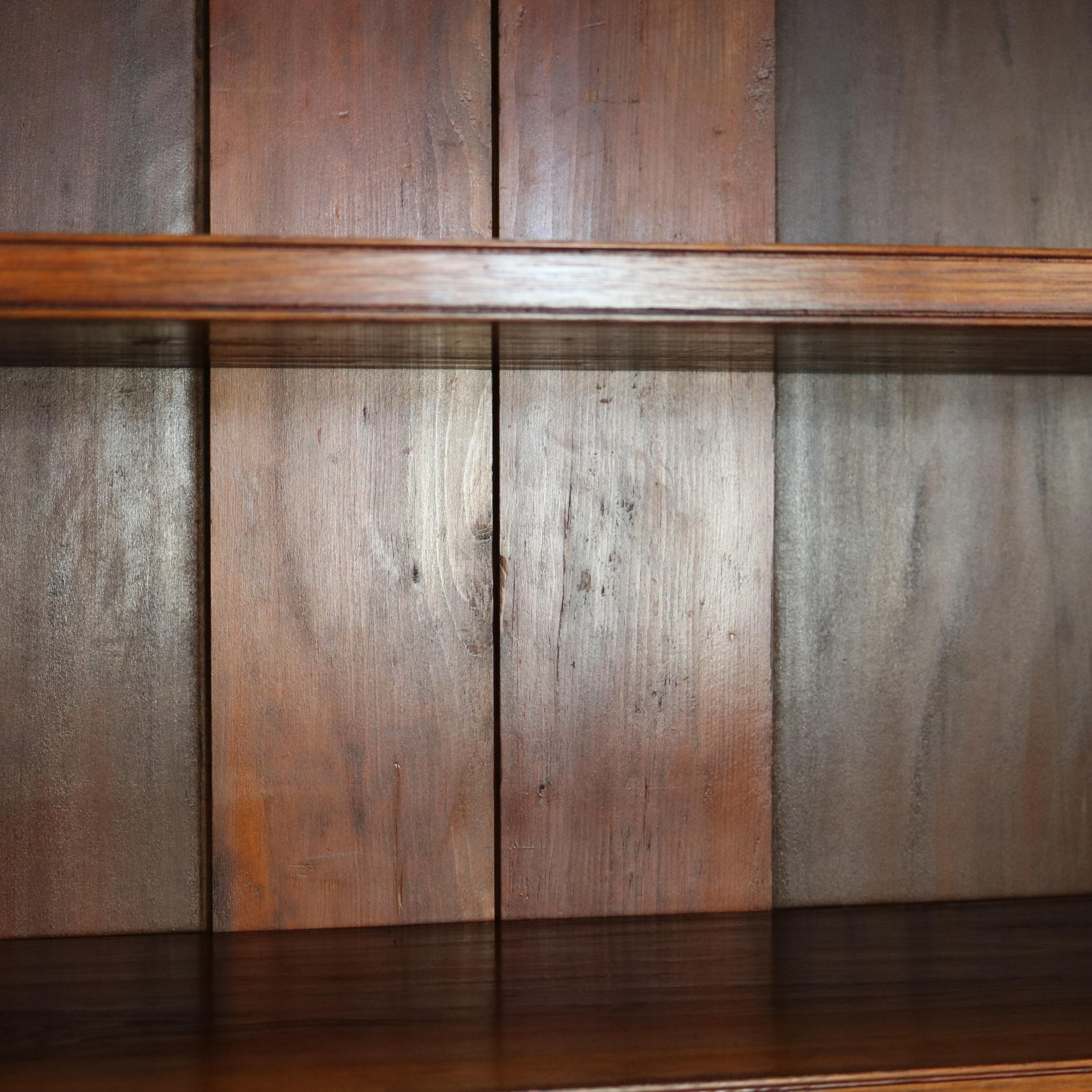 Oversized Antique Renaissance Revival Walnut & Burl Bookcase Double Door C1880 5