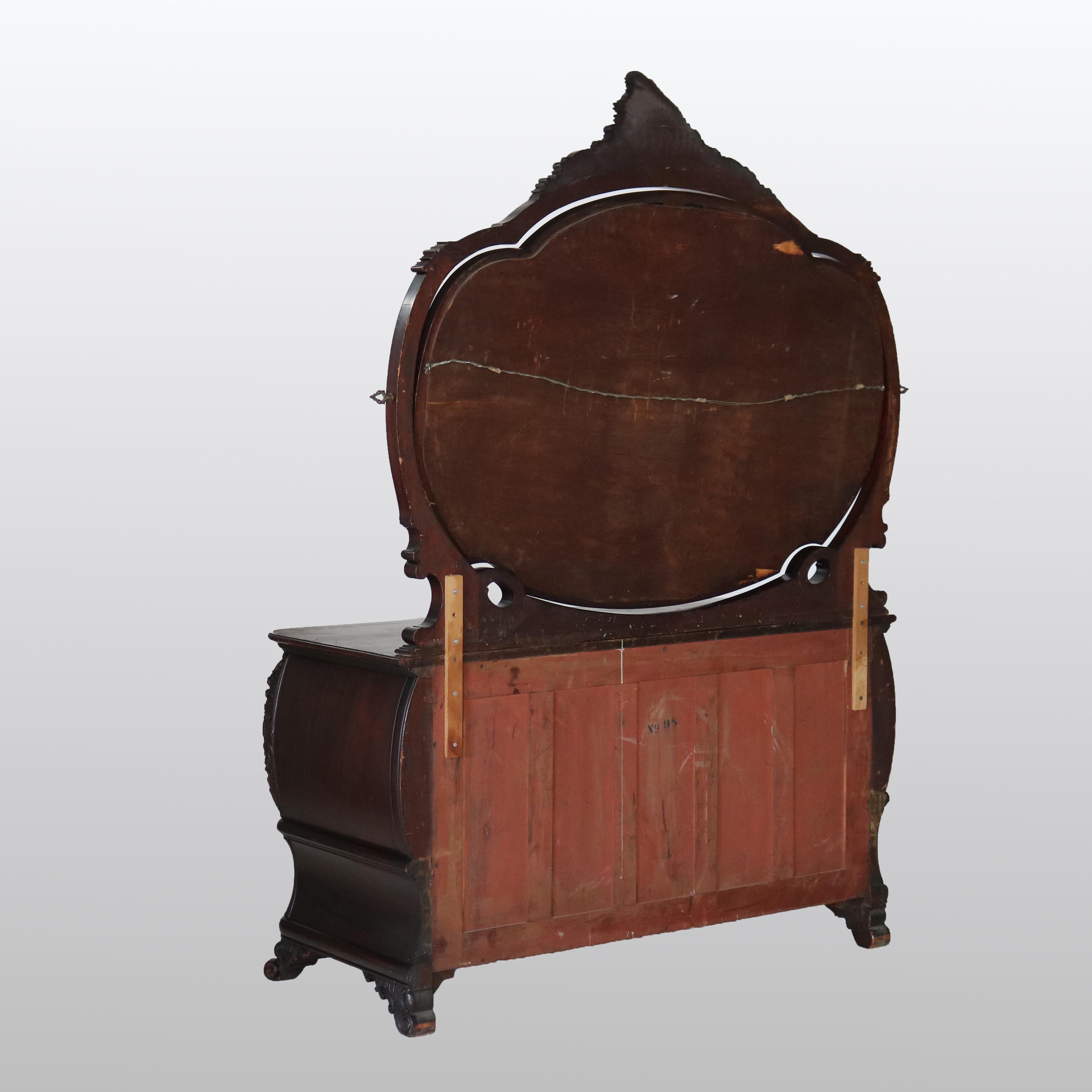 Commode RJ Horner surdimensionnée en acajou sculpté avec miroir C1900 en vente 8