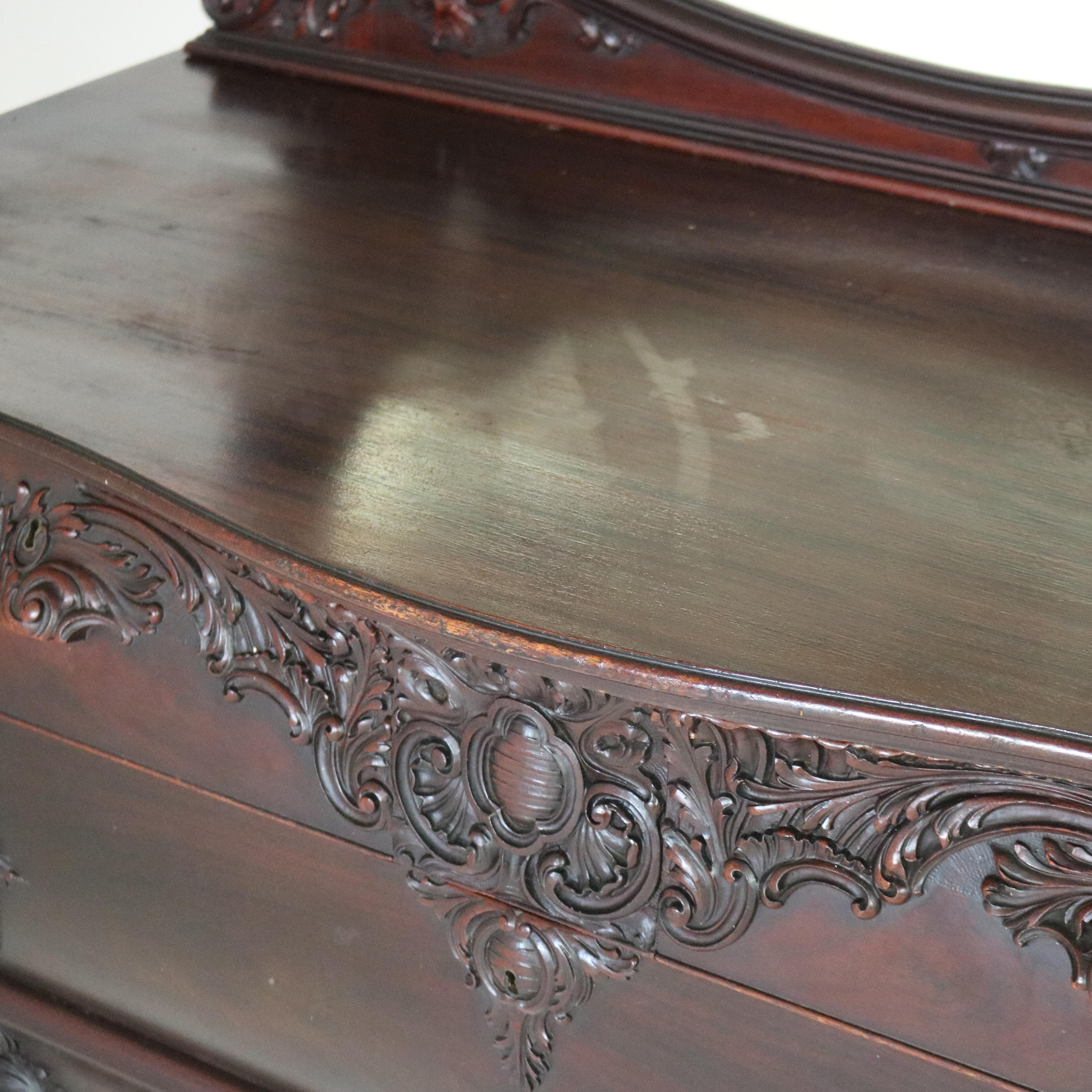 Commode RJ Horner surdimensionnée en acajou sculpté avec miroir C1900 Bon état - En vente à Big Flats, NY