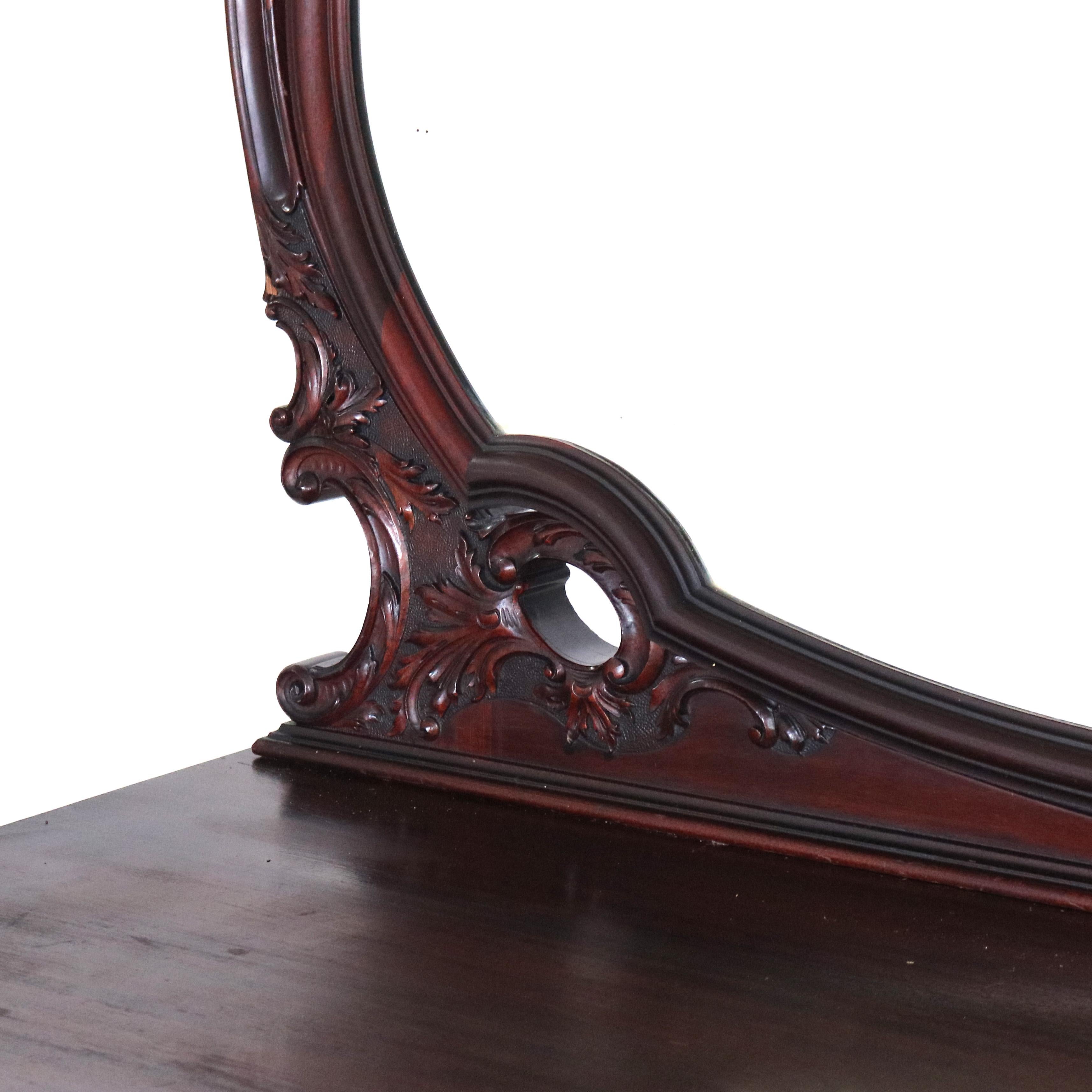 Commode RJ Horner surdimensionnée en acajou sculpté avec miroir C1900 en vente 2