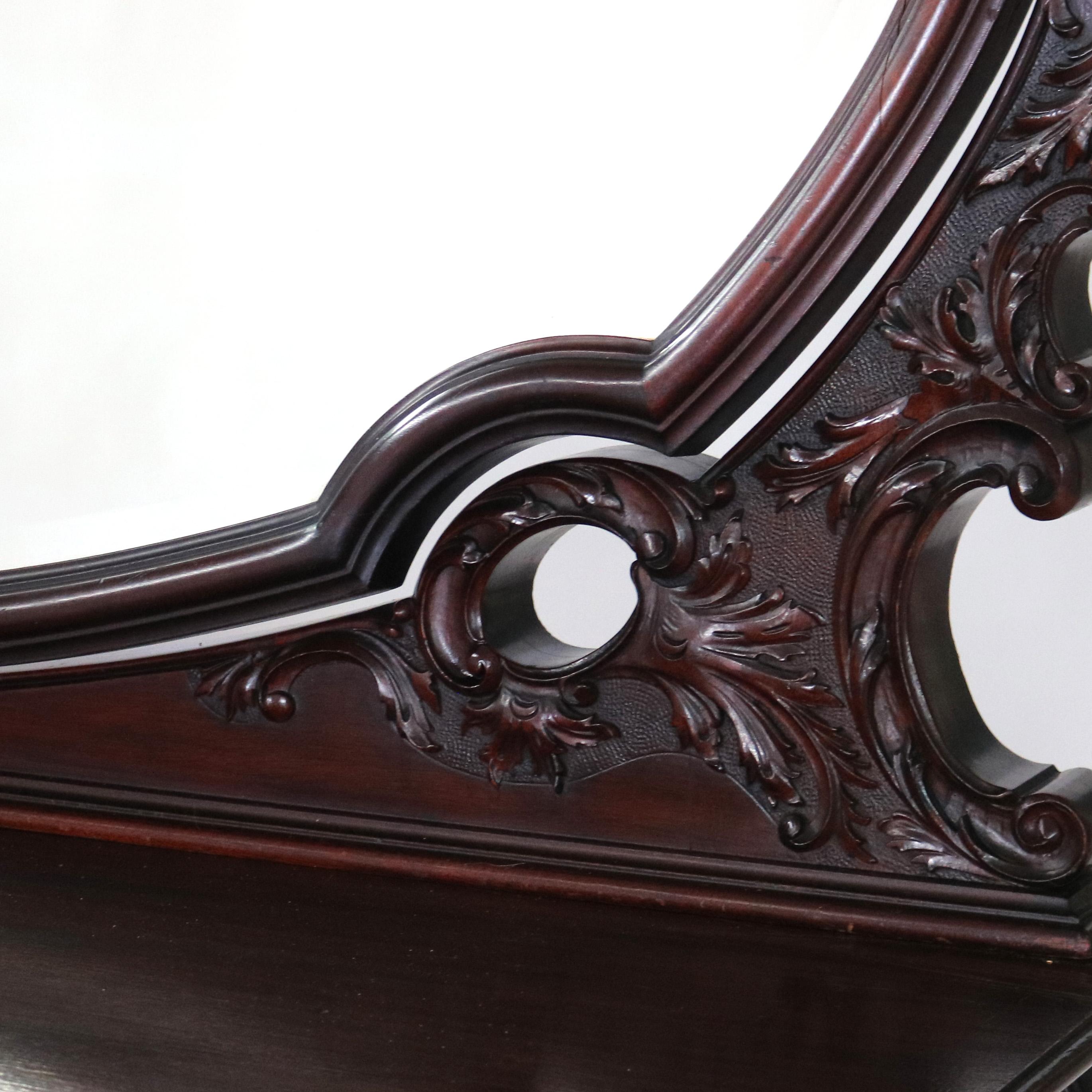Commode RJ Horner surdimensionnée en acajou sculpté avec miroir C1900 en vente 3