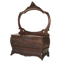 Oversized Antique RJ Horner Carved Mahogany Dresser with Mirror C1900