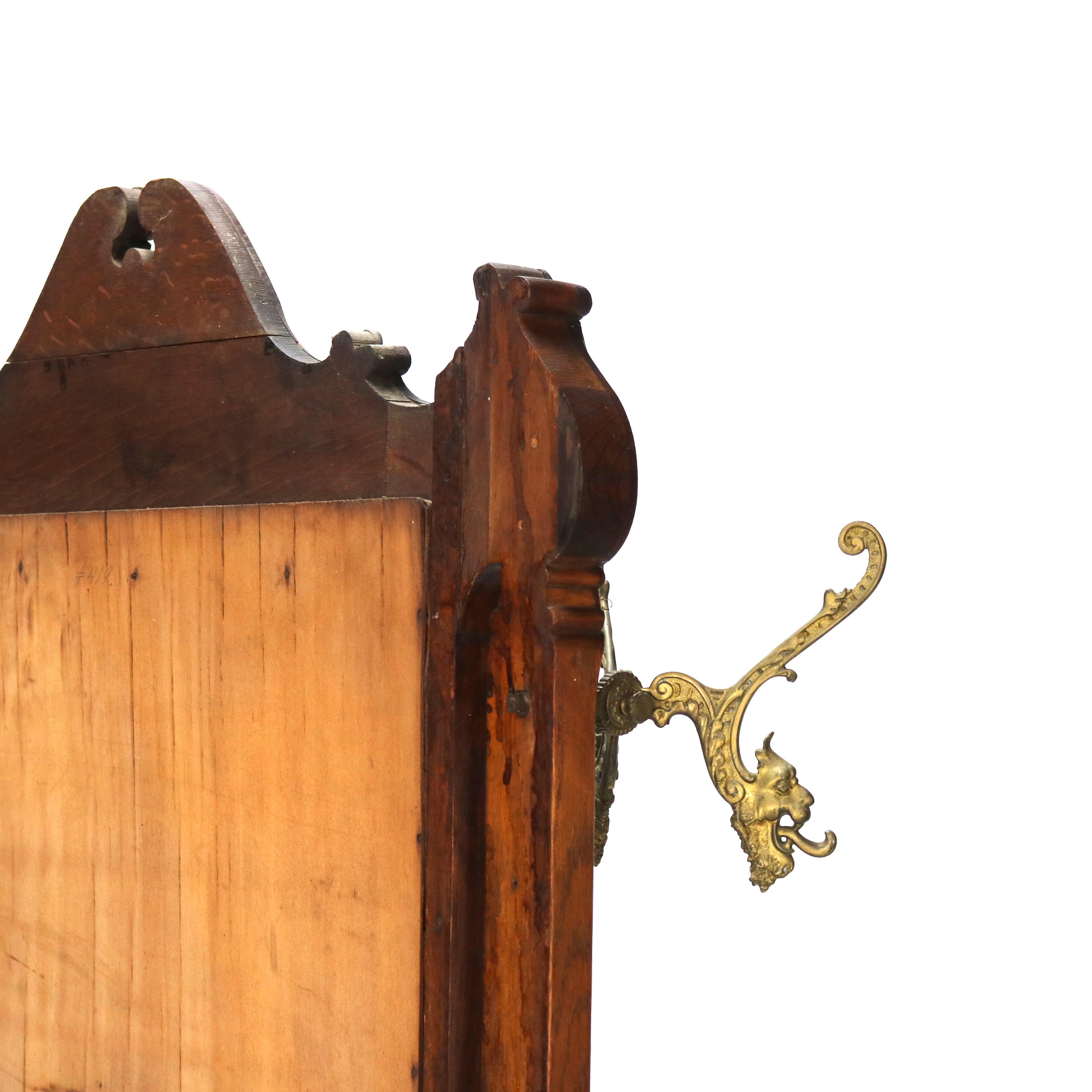 Siège d'entrée RJ Horner surdimensionné en chêne sculpté et miroir C1920 en vente 9