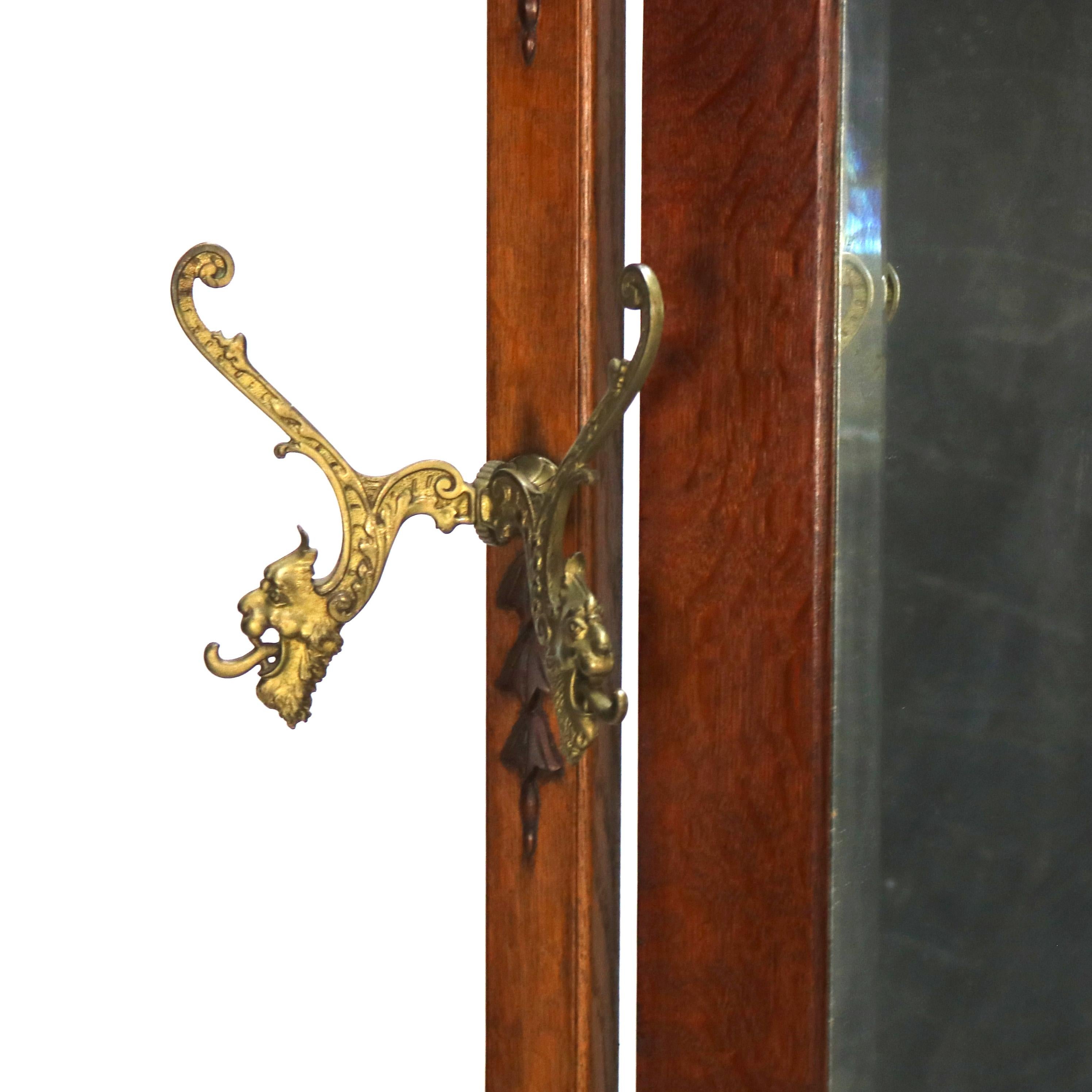 Siège d'entrée RJ Horner surdimensionné en chêne sculpté et miroir C1920 en vente 3