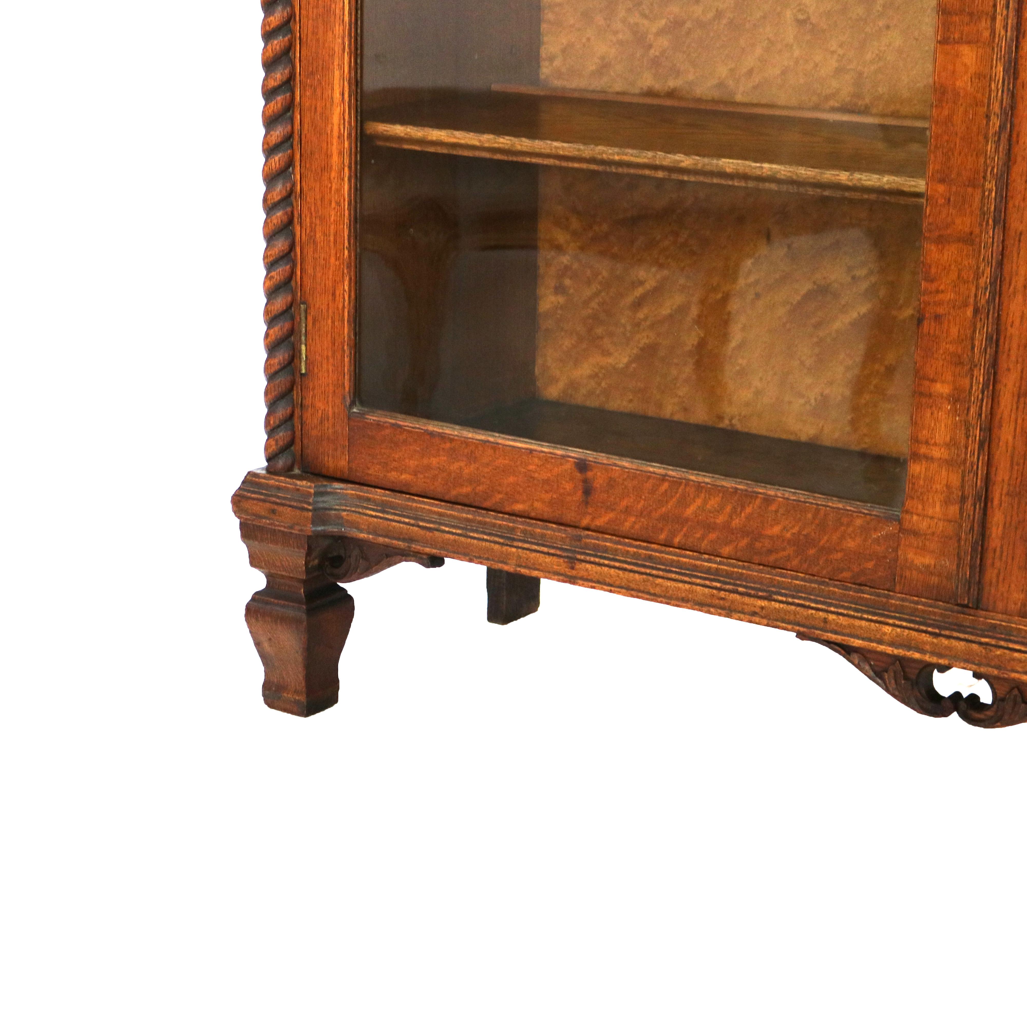 Oversized Antique RJ Horner Carved Oak Two Door Bookcase C1920 6
