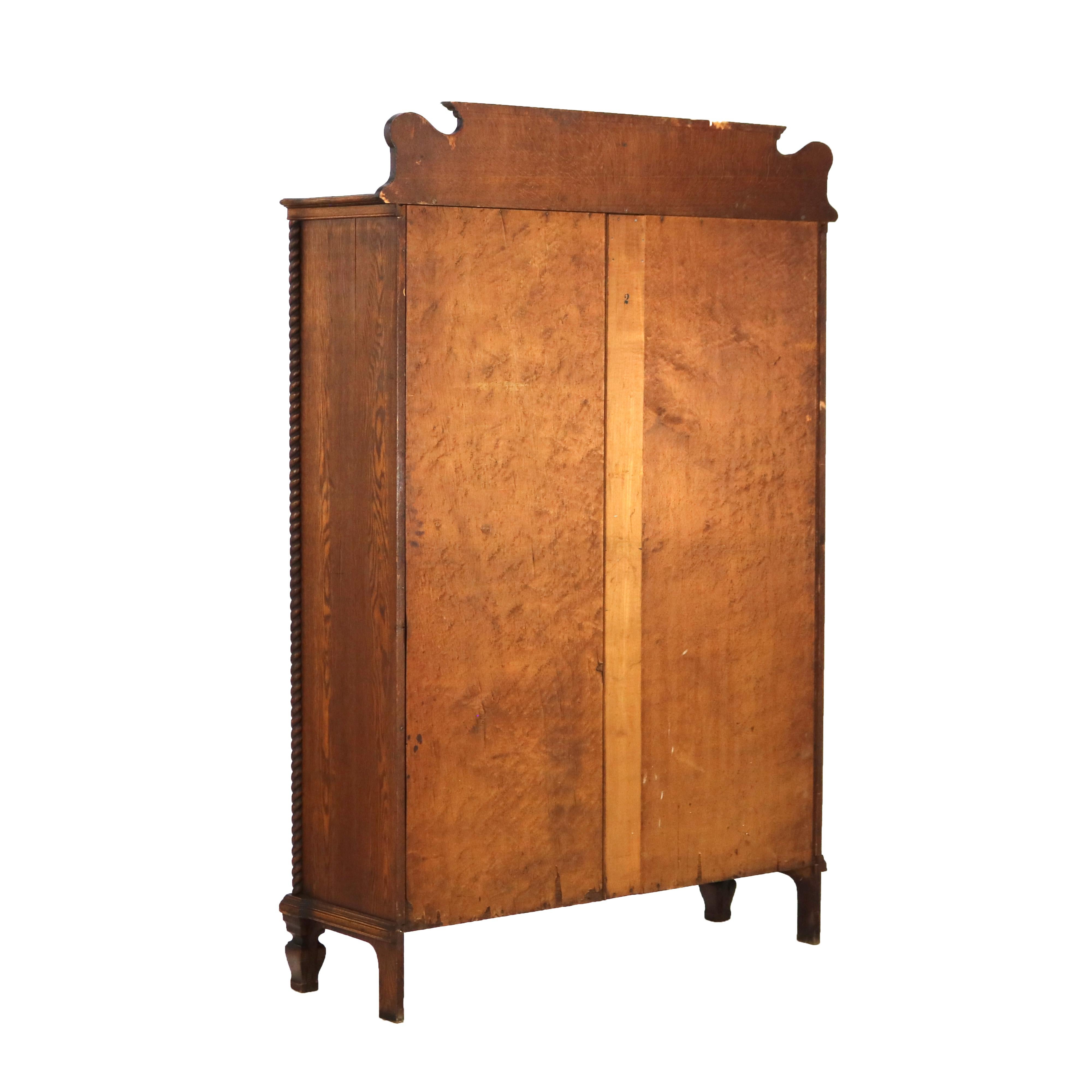 Oversized Antique RJ Horner Carved Oak Two Door Bookcase C1920 11