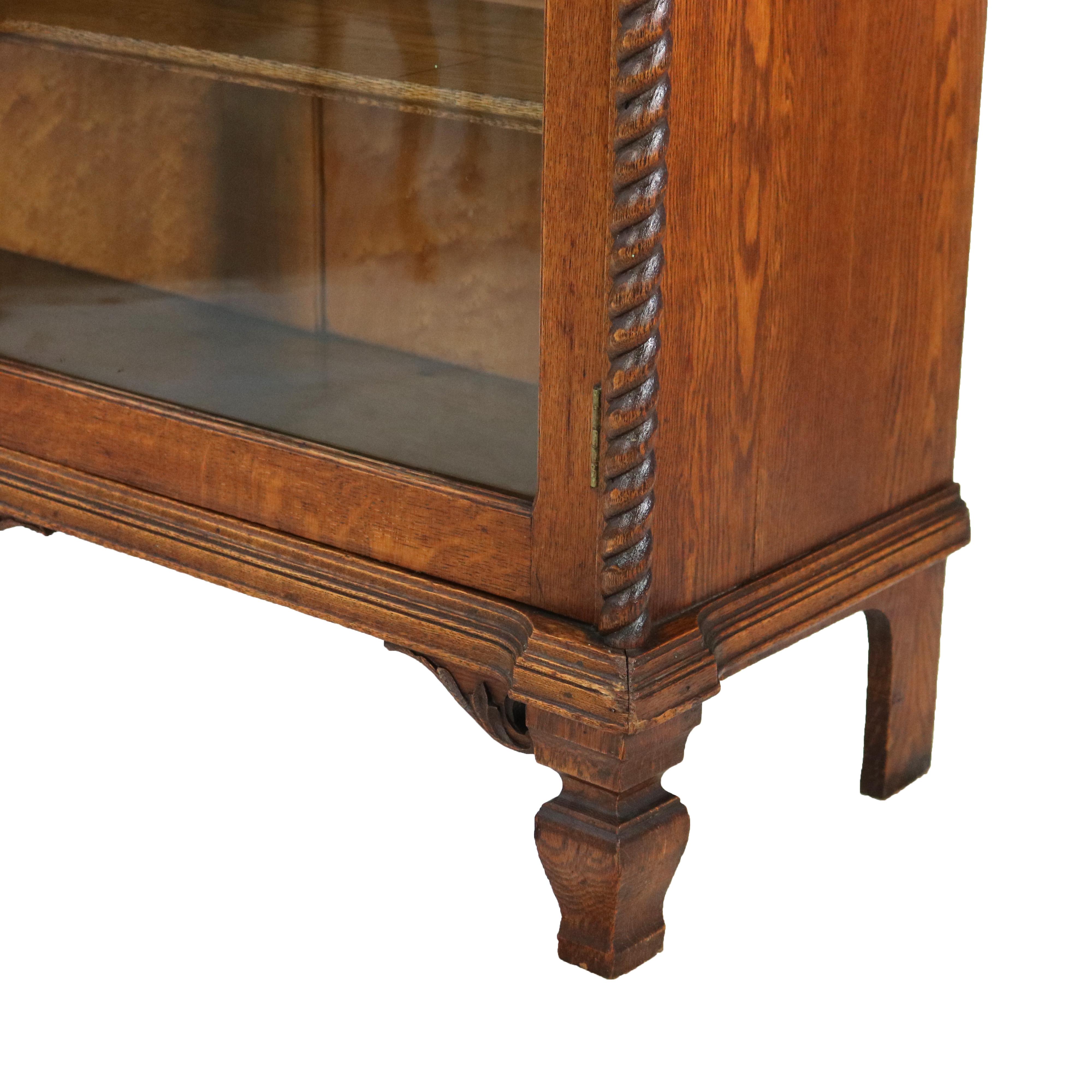 Oversized Antique RJ Horner Carved Oak Two Door Bookcase C1920 In Good Condition In Big Flats, NY