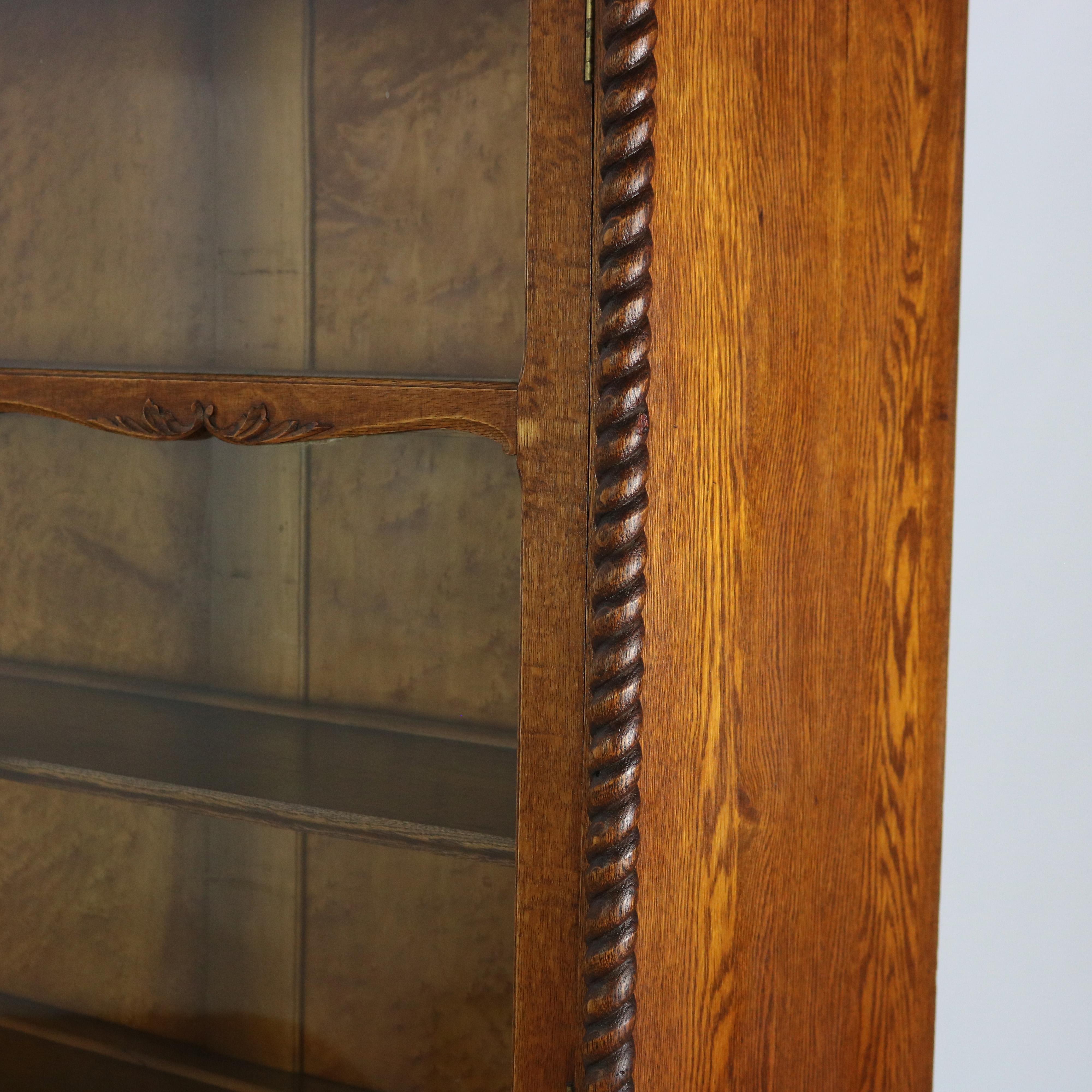 20th Century Oversized Antique RJ Horner Carved Oak Two Door Bookcase C1920