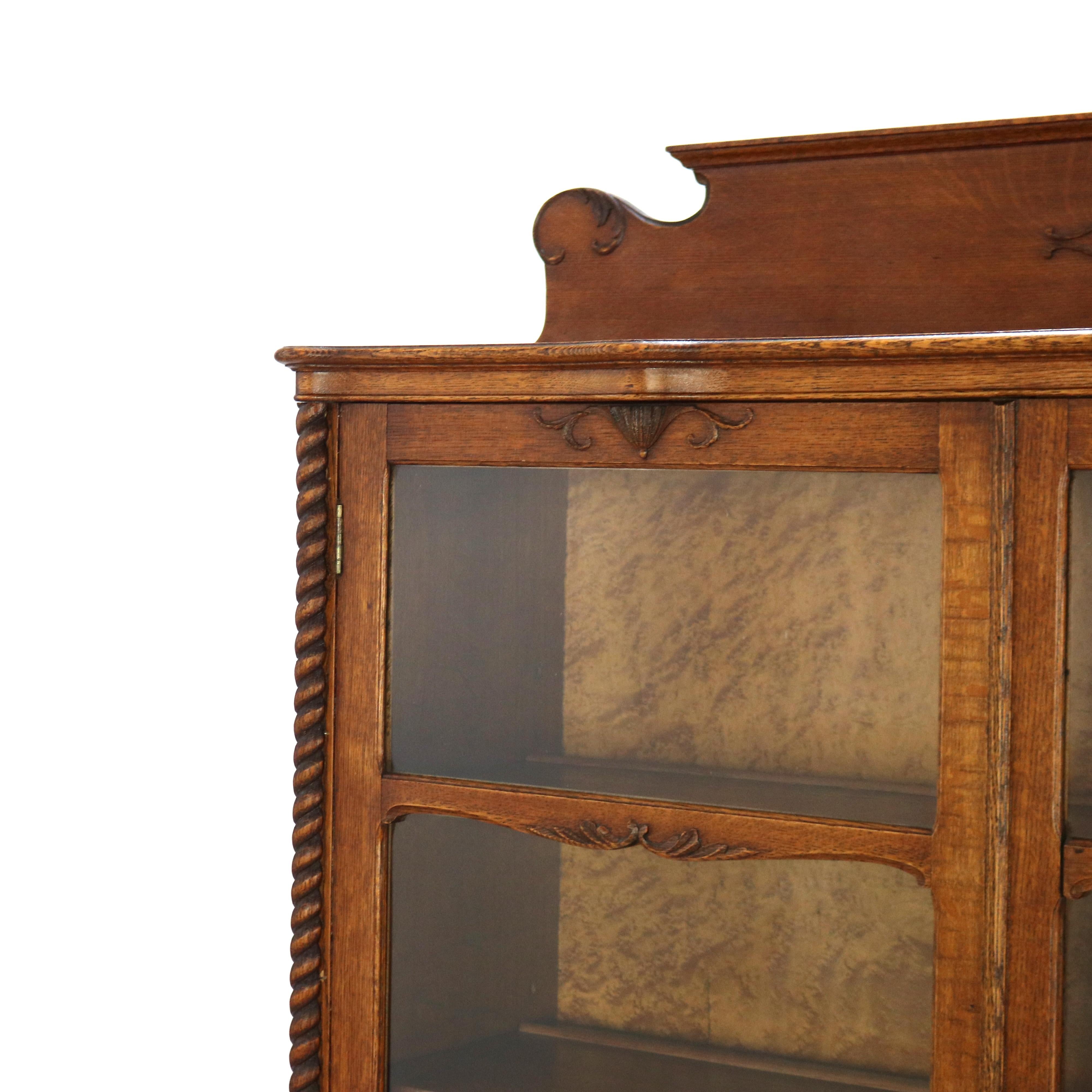 Oversized Antique RJ Horner Carved Oak Two Door Bookcase C1920 3