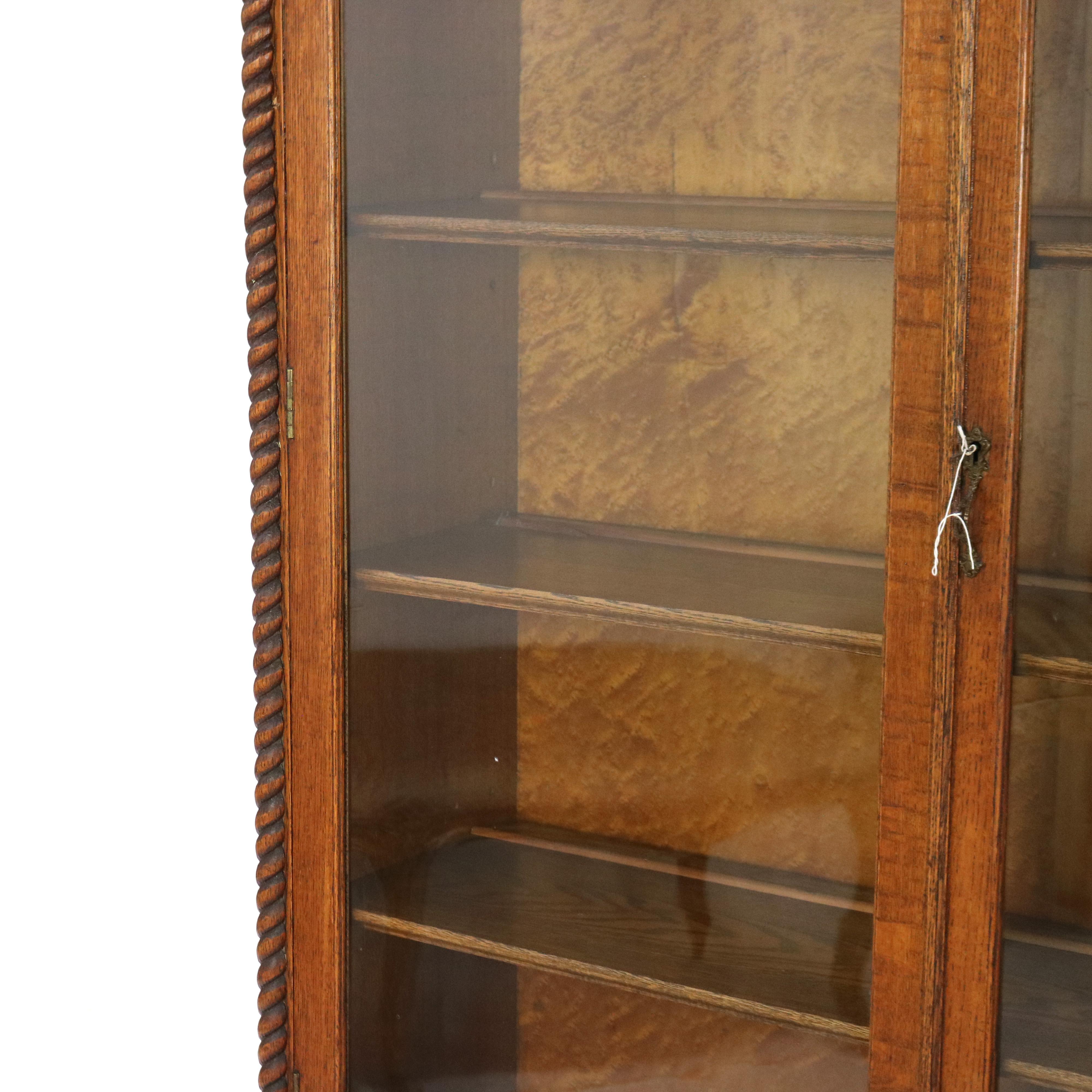 Oversized Antique RJ Horner Carved Oak Two Door Bookcase C1920 4
