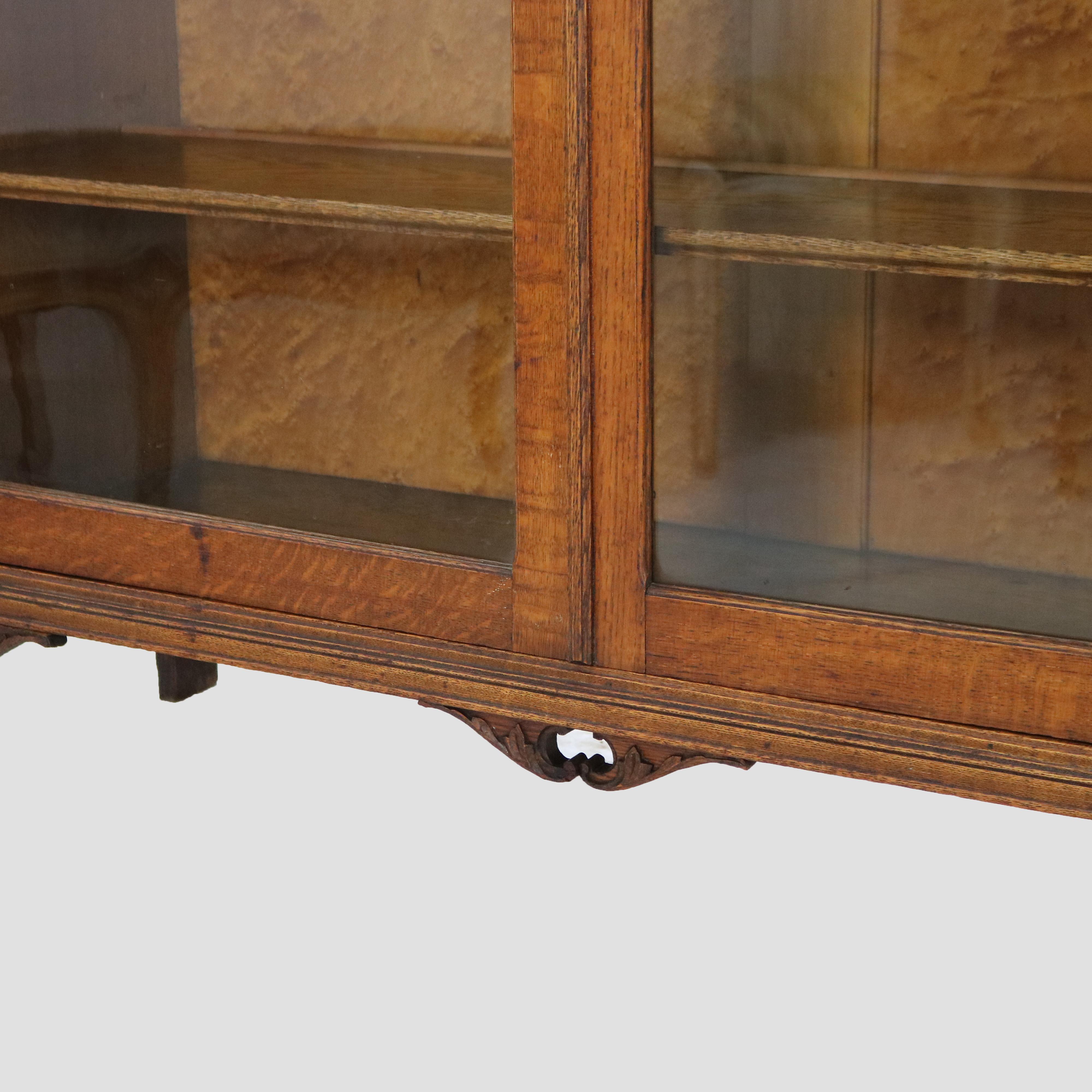 Oversized Antique RJ Horner Carved Oak Two Door Bookcase C1920 5