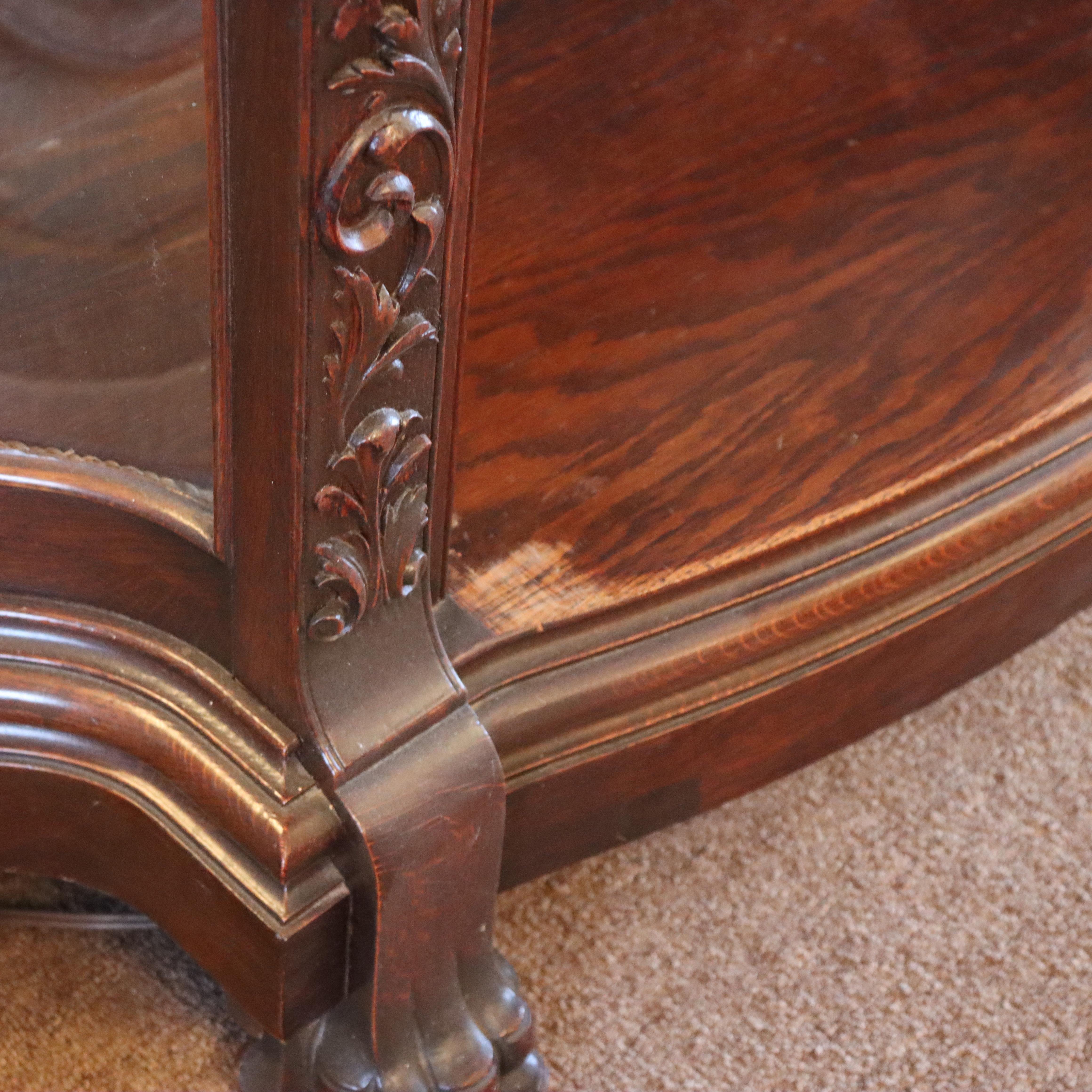 Oversized Antique RJ Horner Deeply Figural Griffin & Floral Carved Oak Sideboard For Sale 7