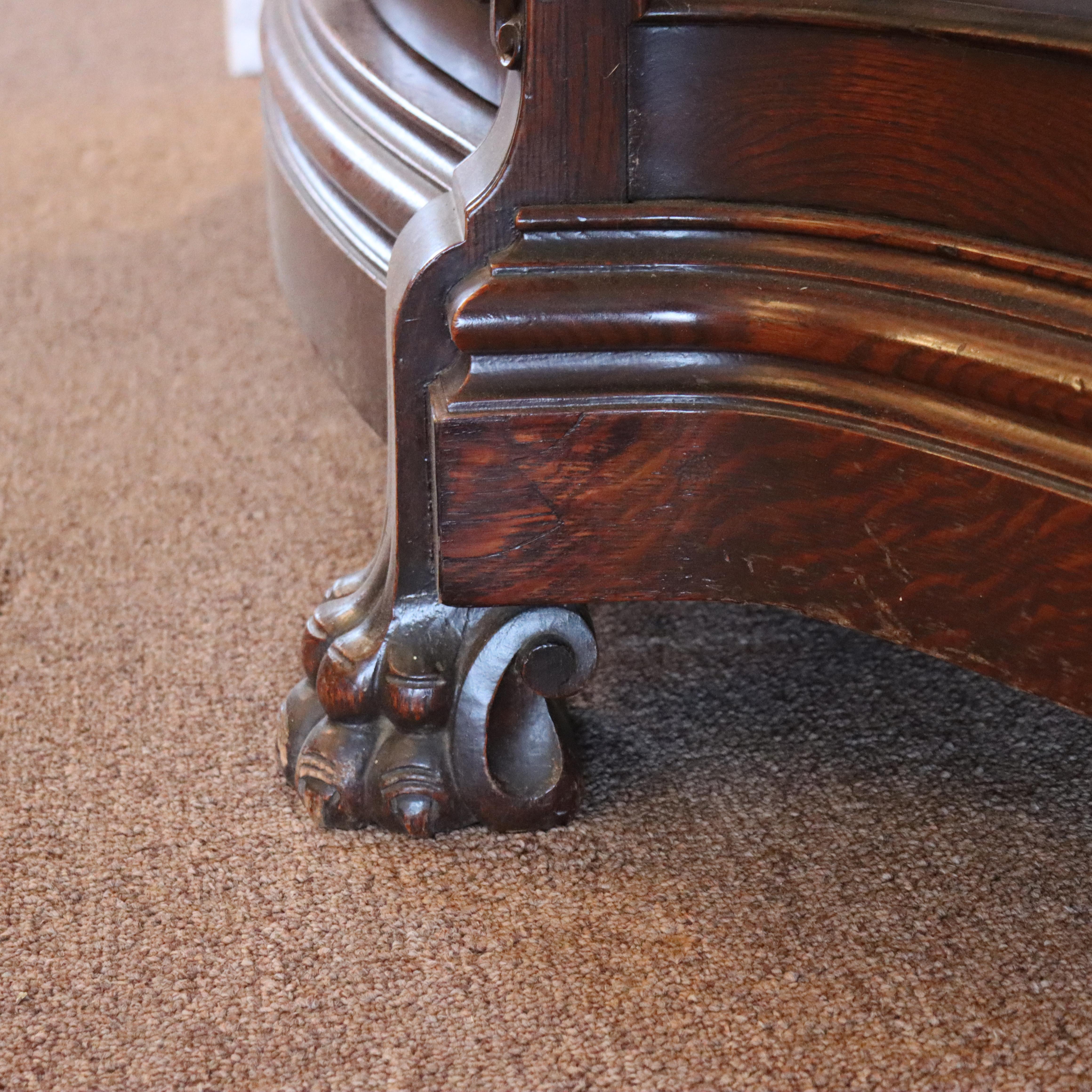 20th Century Oversized Antique RJ Horner Deeply Figural Griffin & Floral Carved Oak Sideboard For Sale