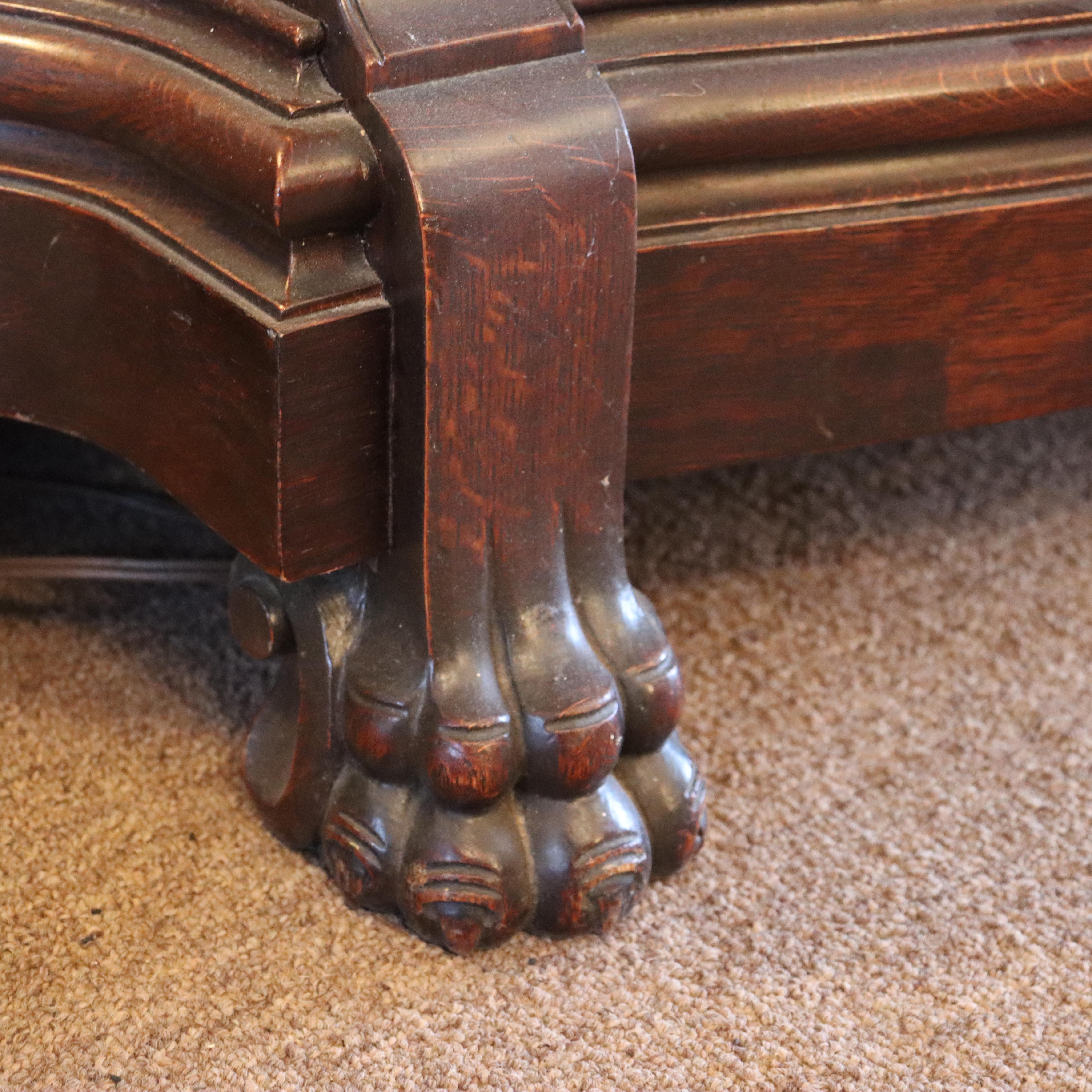 Oversized Antique RJ Horner Deeply Figural Griffin & Floral Carved Oak Sideboard For Sale 4