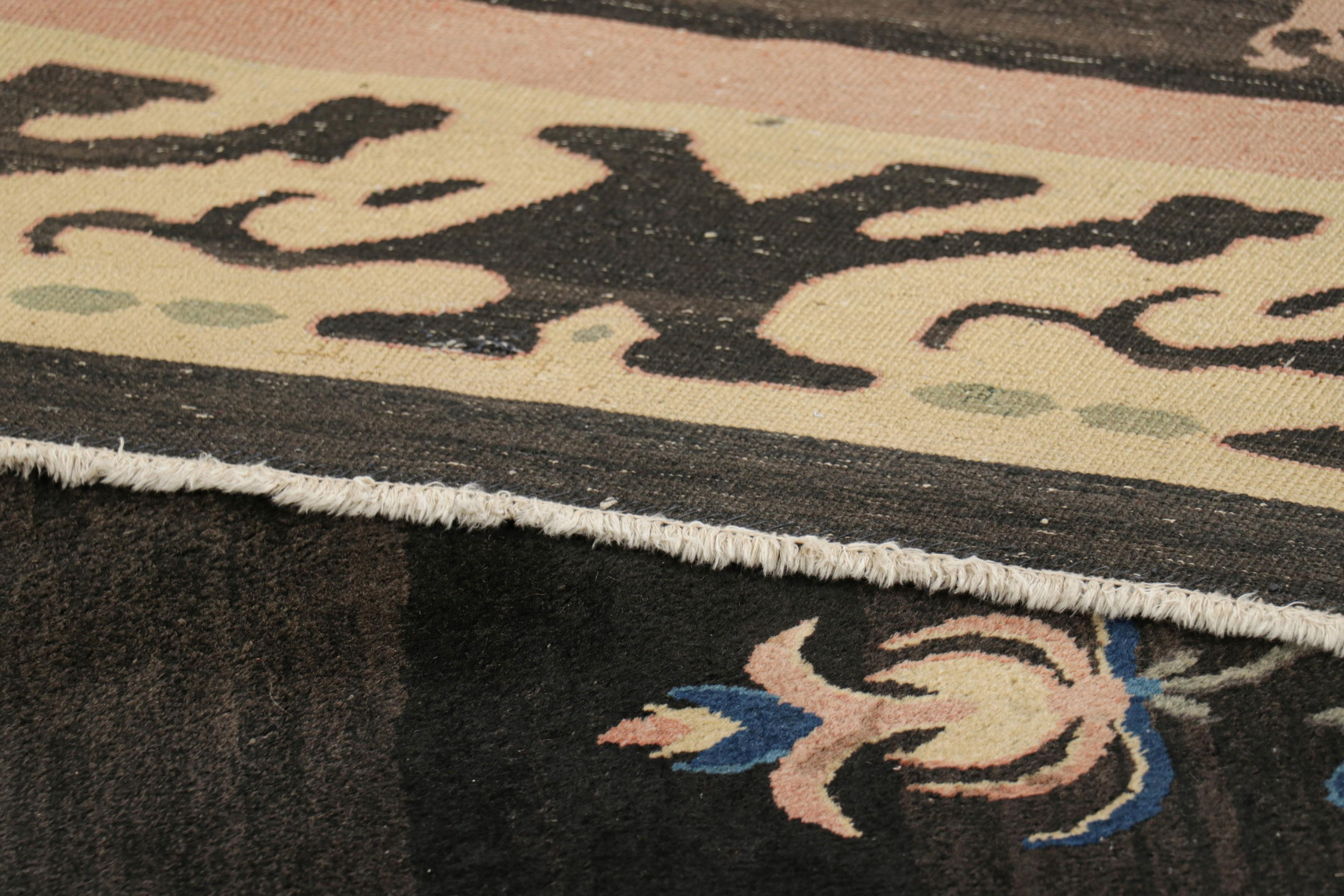 Wool Oversized Antique Samarkand Rug in Brown with Floral Patterns - Rug and Kilim For Sale