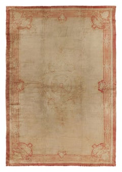 Alfombra Antigua Savonnerie Medallón Majestuoso Beige y Marrón - Rug & Kilim