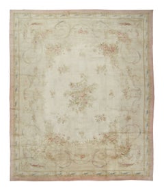 Oversized Antique Savonnerie Rug in Floral Medallion Design - Rug & Kilim