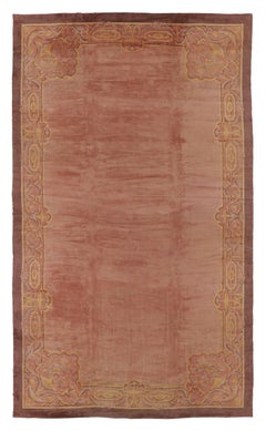 Oversized Antique Savonnerie Rug in Pink with Open Field & Florals - Rug & Kilim
