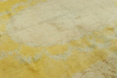 Antique Austrian Savonnerie Rug, Regal Floral Medallion over Warm Gold Tones