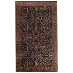 Tappeto antico Shahrestan oversize in blu con motivi floreali, da Rug & Kilim