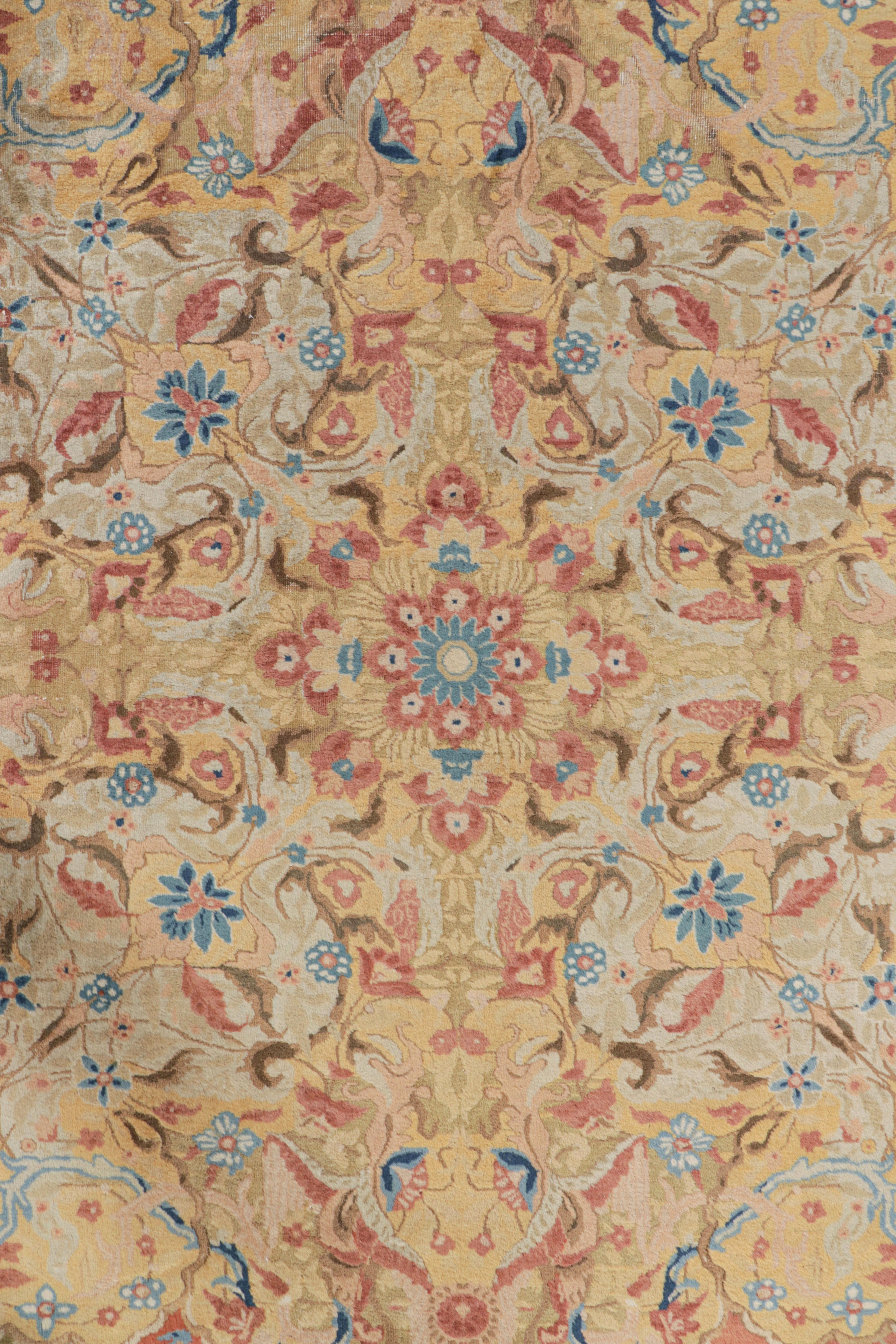 Indian Oversized Antique Shahrestan Rug in Orange and Blue Tones  - Rug & Kilim For Sale