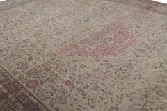 Oversized Antique Sivas Rug in Beige and Red Floral Patterns, from Rug & Kilim