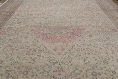 Oversized Antique Sivas Rug in Beige and Red Floral Patterns, from Rug & Kilim