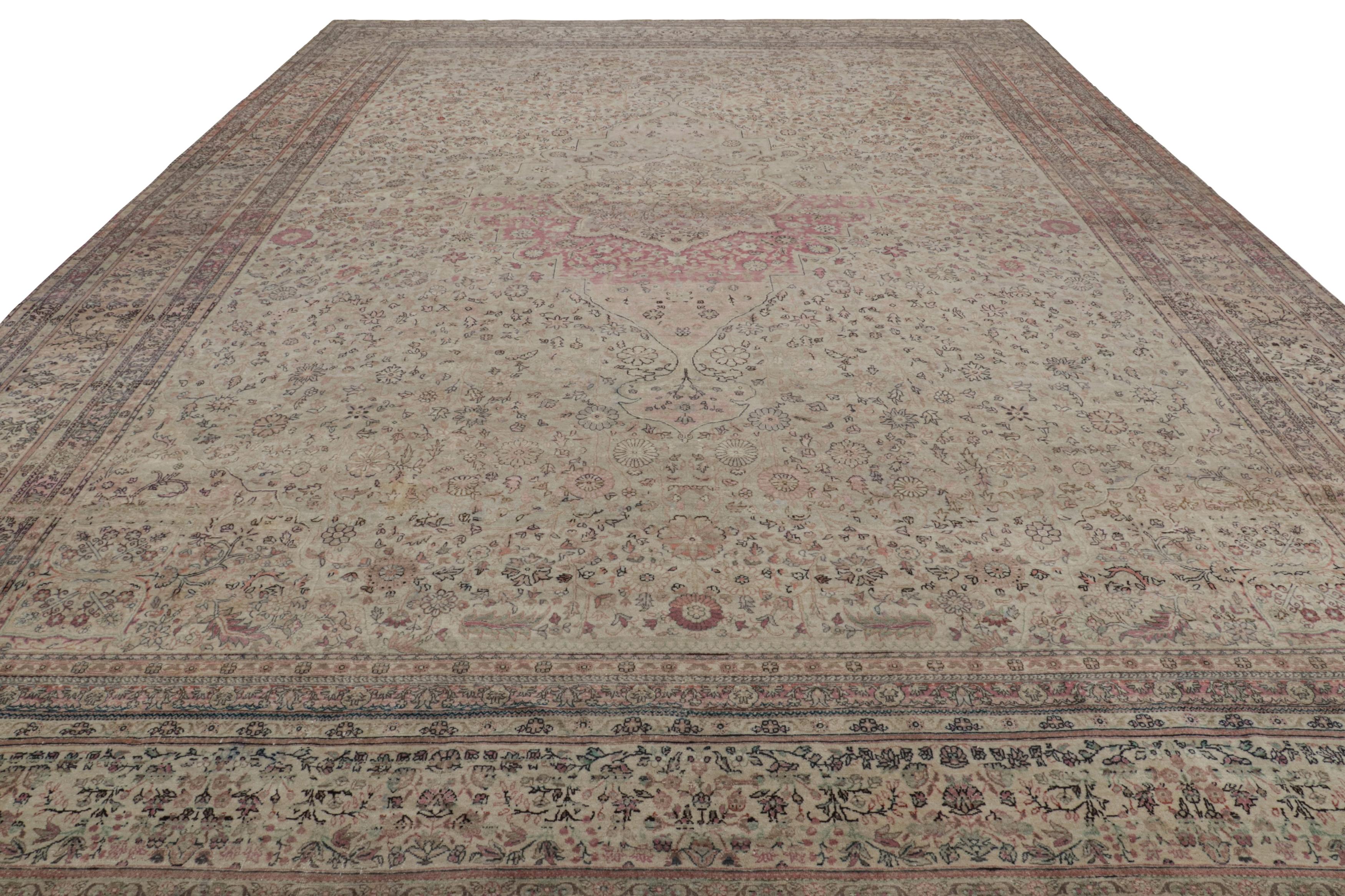 Oversized Antique Sivas Rug in Beige and Red Floral Patterns, from Rug & Kilim In Good Condition For Sale In Long Island City, NY